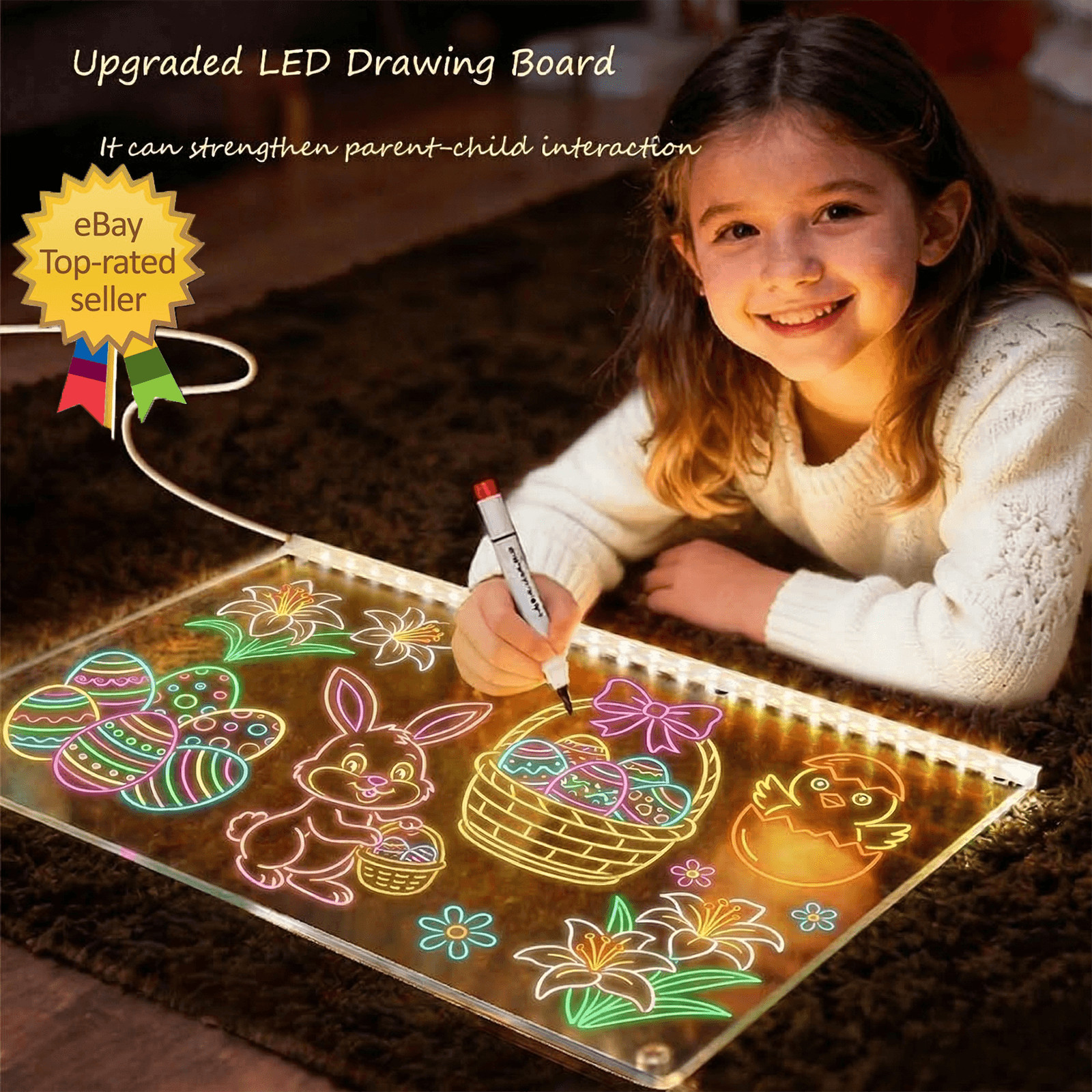 Lumiboard Led Drawing Board with 7 Colors,14X10 Acrylic Dry Erase Board for Gift