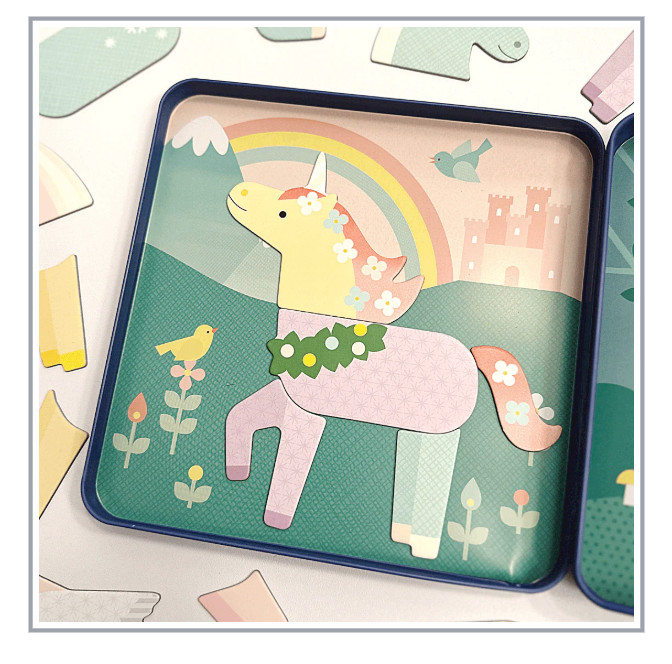Petit Collage Unicorns Magnetic Play Set On the Go Mix Match ECO FRIENDLY