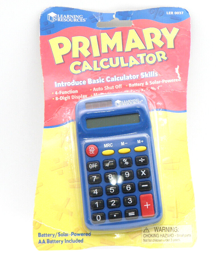 Primary Calculator Learning Resources Solar & Battery Powered LER 0037 NOS