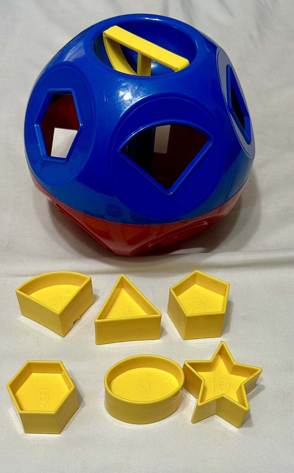 Vintage Tupperware Shape-O-Ball Red Blue. 6 Shapes *incomplete*