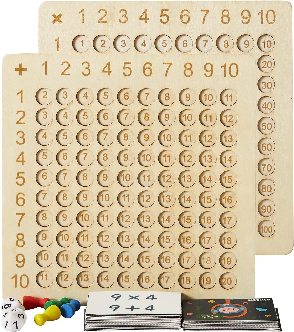 Asweets 2 in 1 Wooden Montessori Multiplication Addition Board Game Montessori T