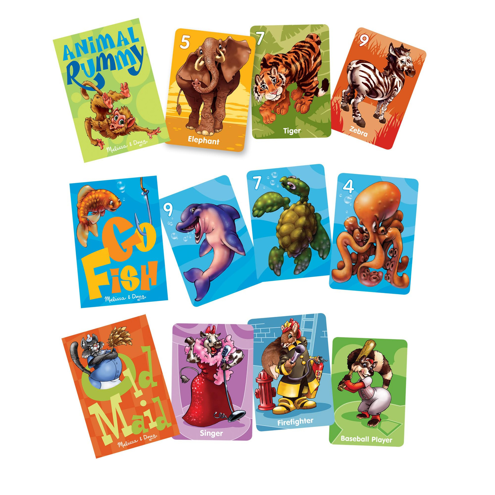 Melissa and Doug Animal Card Game Set Old Maid Go Fish Rummy for Kids 3+