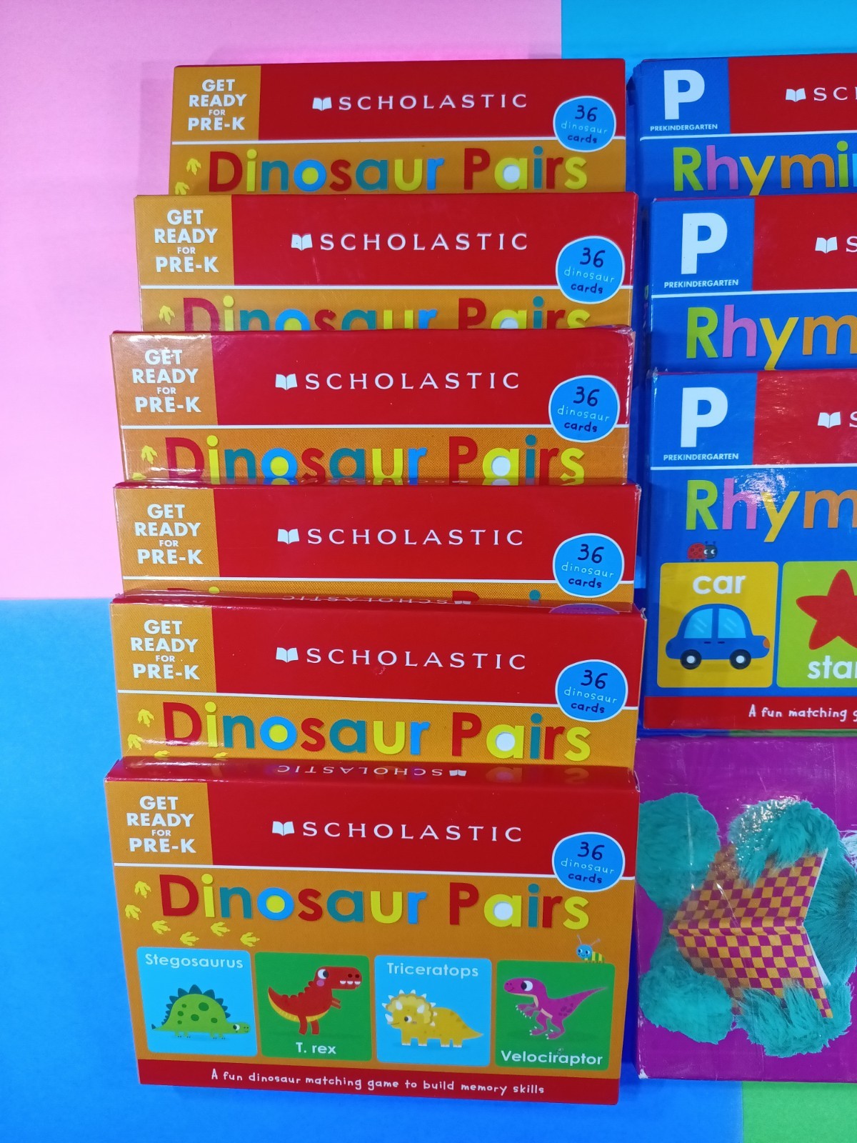 Scholastic Sesame Street Dinosaur Rhyming Words Flash Cards Matching Lot of 10