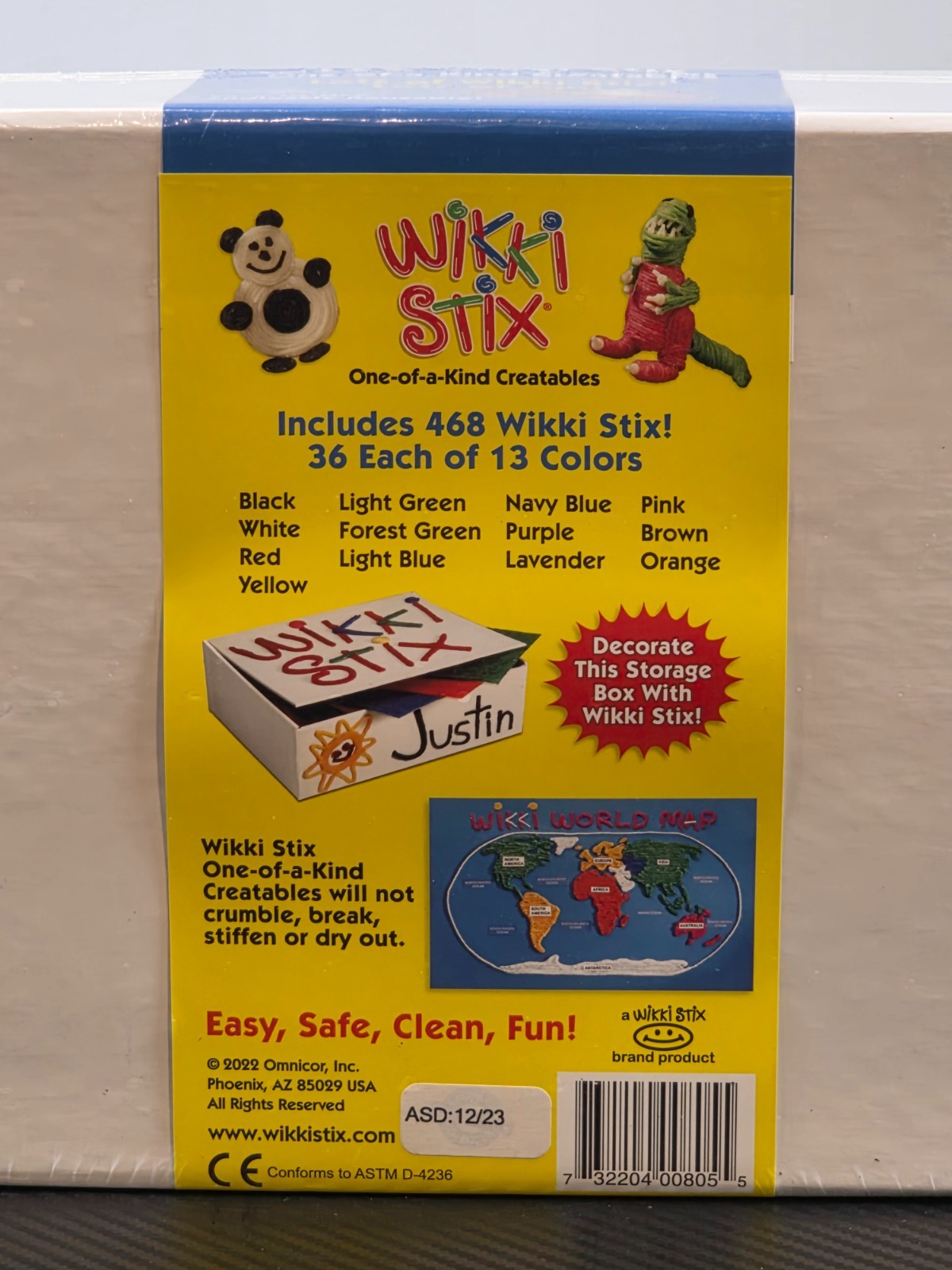 Wikki Stix Big Count Box 468 Stix 13 Colors in Cool Storage Box w/ 12 Page Idea