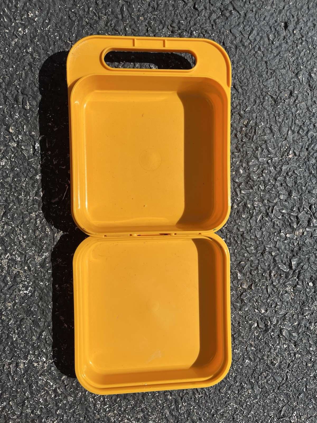 Vntg Tupperware Yellow Stencil Case Alphabet Rub Lunch Storage Carry Box Kids