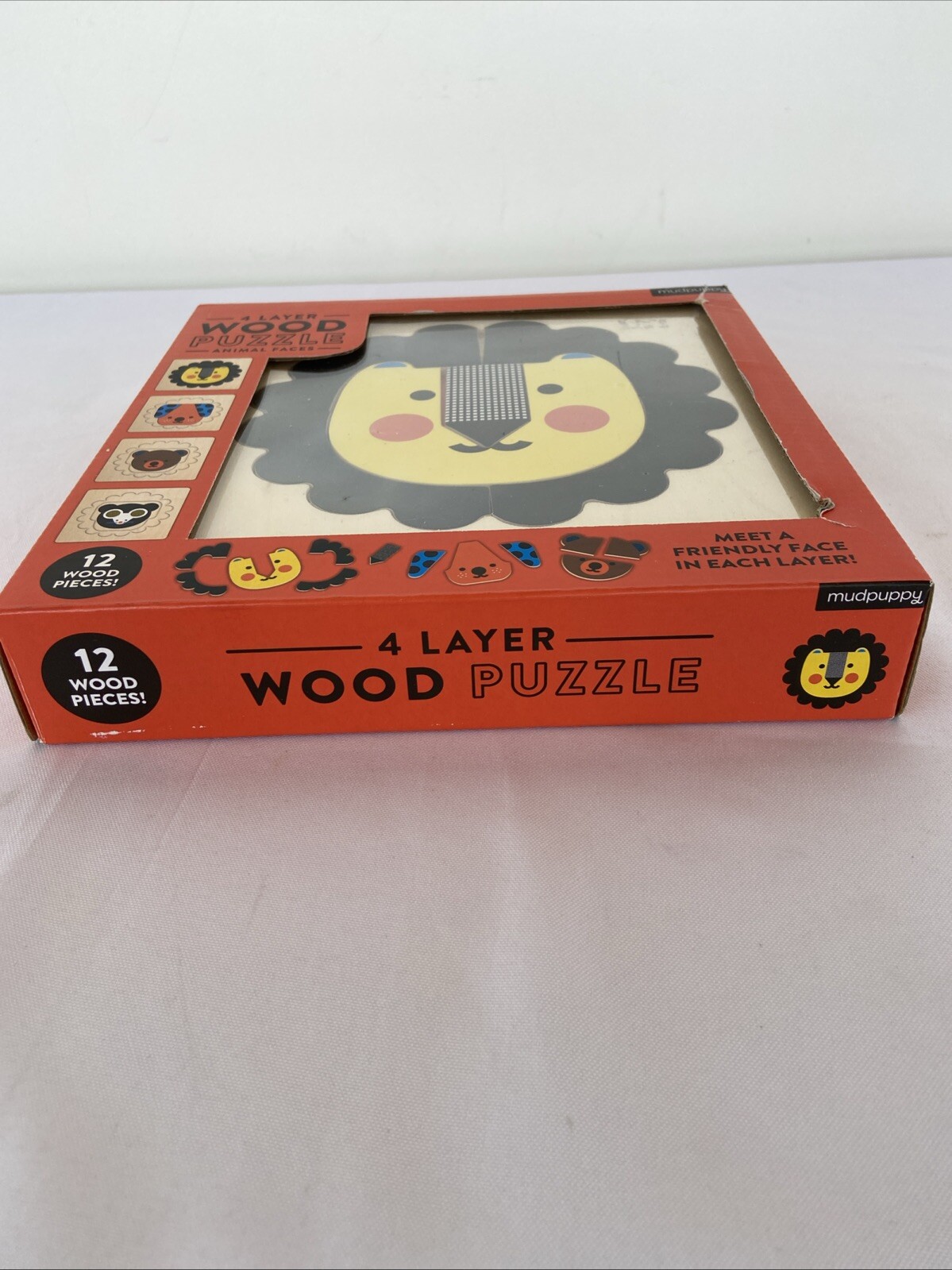 Mudpuppy 4 Layer Wood Puzzle Animal Faces Educational 12 Wooden Pieces Ages 2+