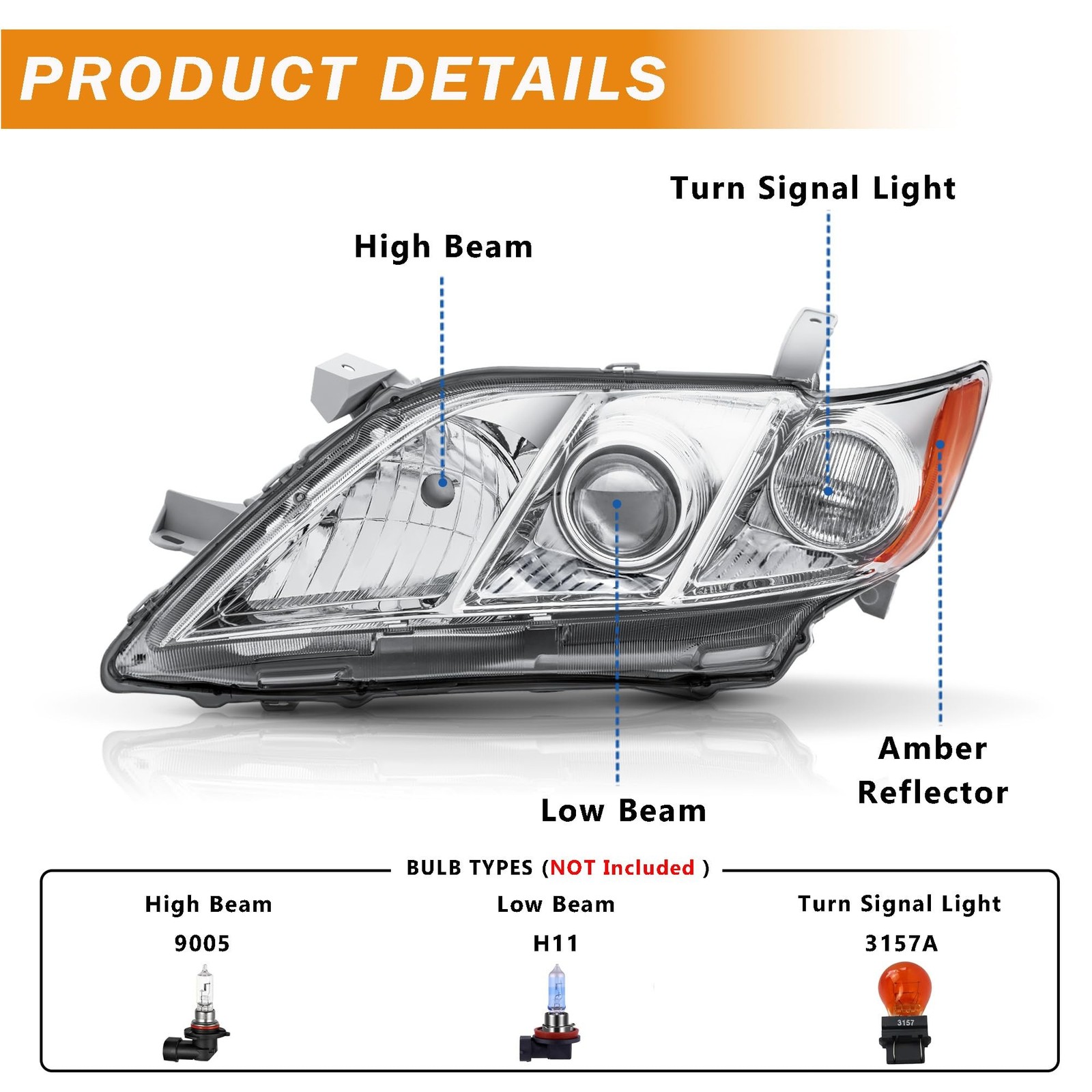 Headlight Assembly for 2007 2008 2009 Toyota Camry (USA Built) LE XLE CE | Dr…