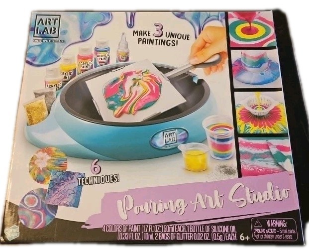 Art Lab Pouring Art Studio 3 Unique Paintings Creative Fun Activity For Aged 6+
