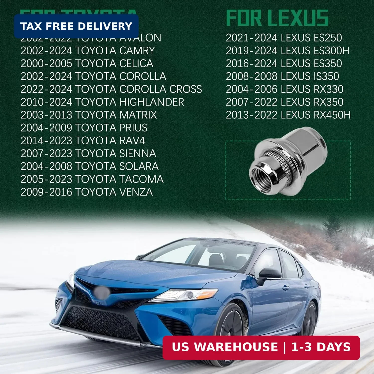 M12x1.5 Lug Nuts,One-Piece Wheel Nuts for Toyota Corolla/Prius/Sienna,Lexus RX35