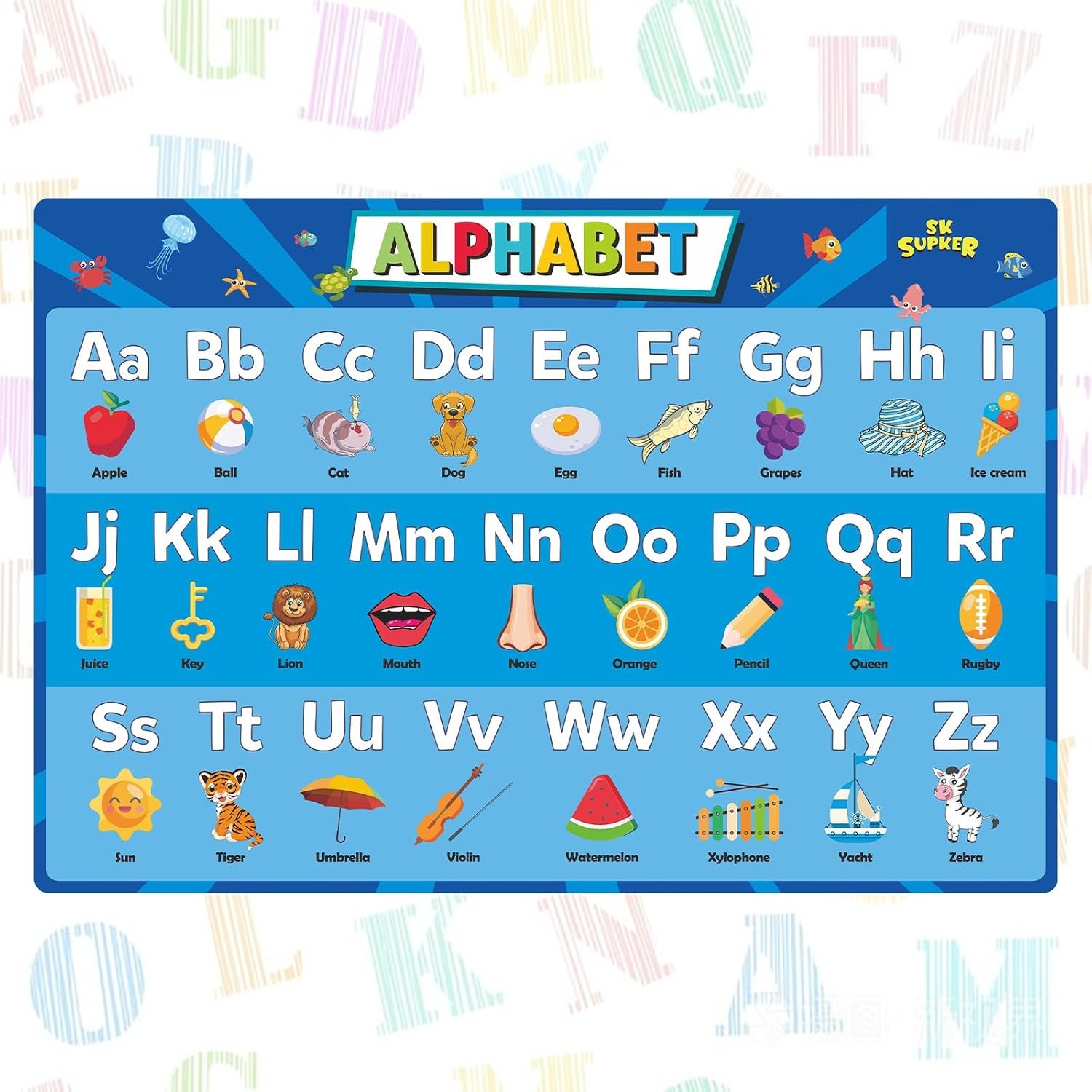 SK SUPKER 18 Toddlers Educational Learning Posters Classroom Wall Decorations…