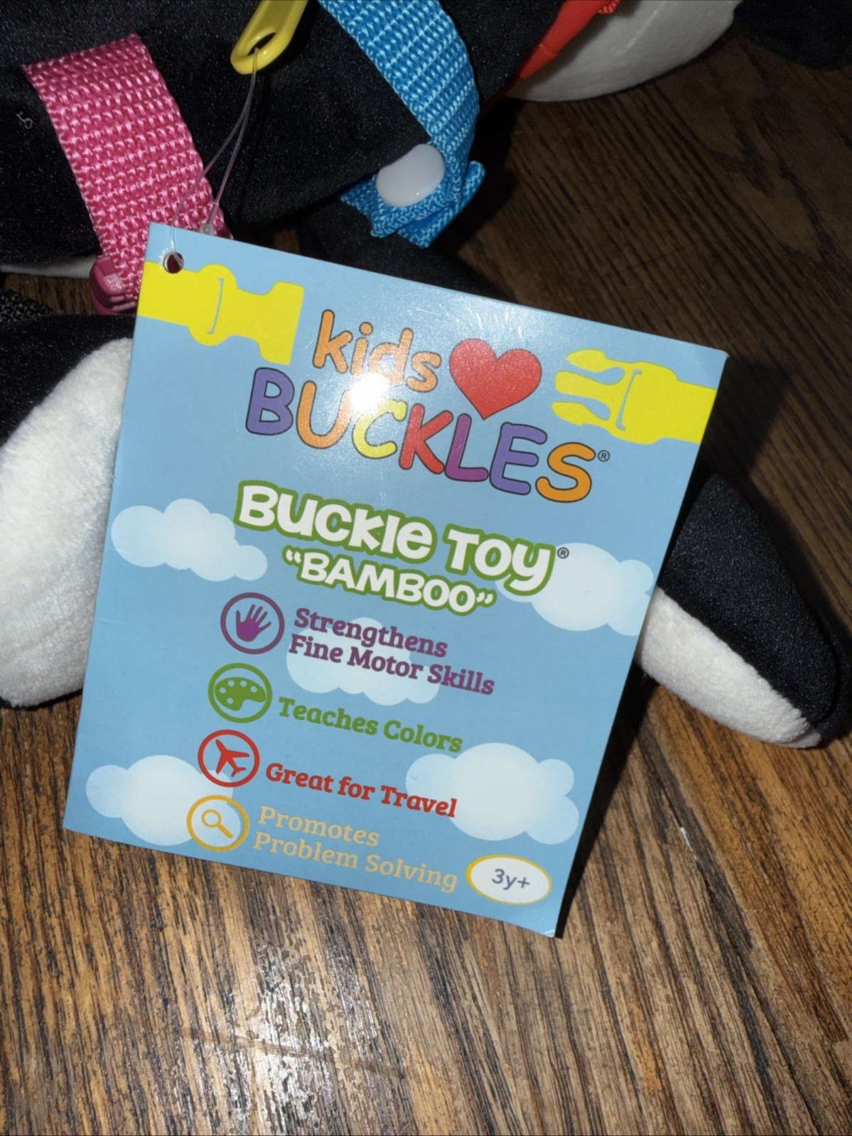 Buckle Toys Panda Backpack – Motor Skill Development Toy – Plush Learning Toy