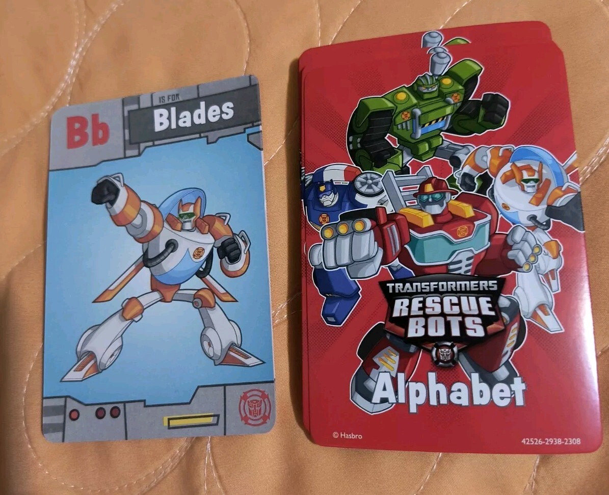 Transformers Rescue Bots Alphabet Flash Cards Educational Learning 🆕 Free Ship!