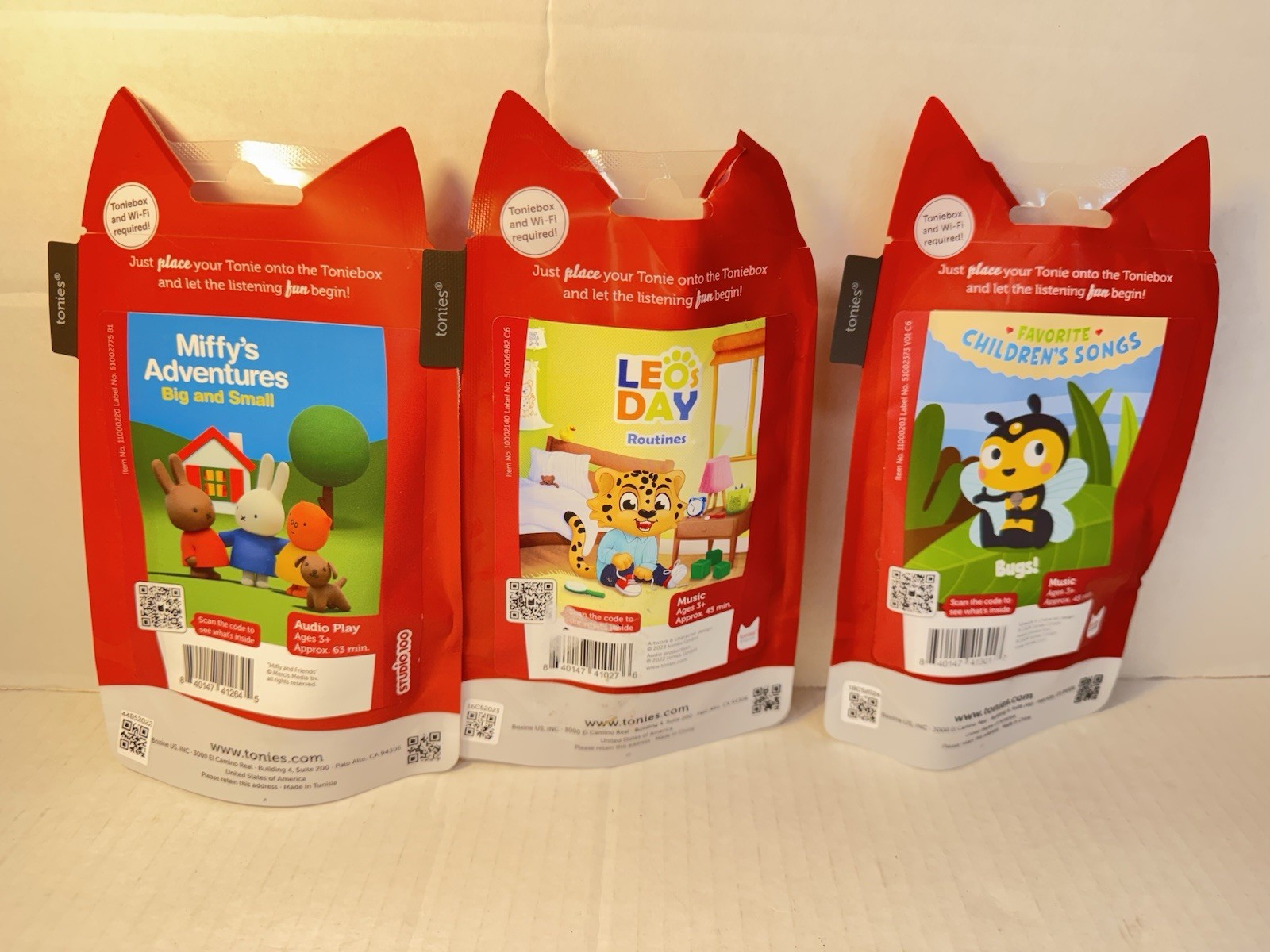 NEW Tonies Lot Of 3 Characters- Miffys Adventure, Leo’s Day Routines & Bugs Song