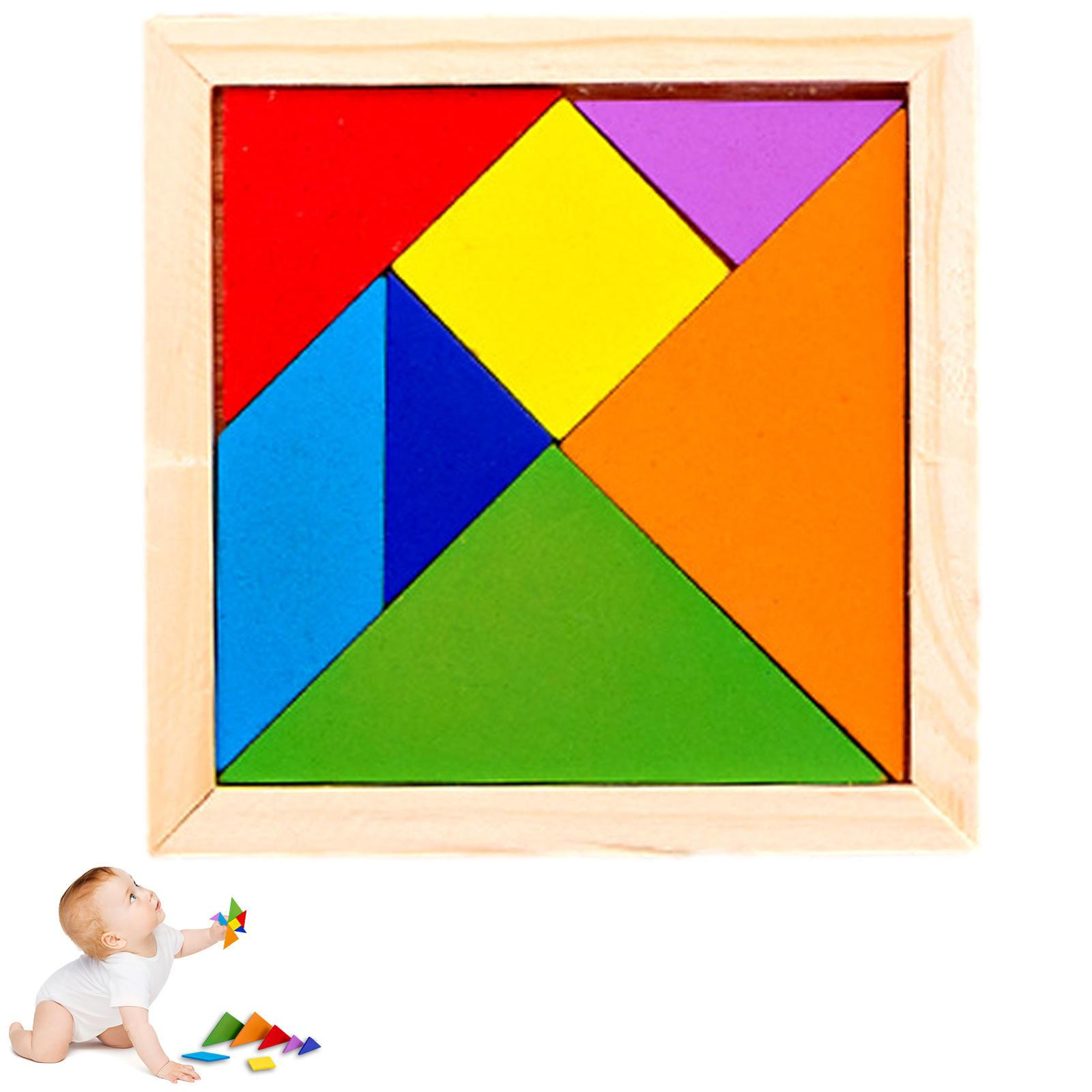 Wooden Tangram 7 Piece Square Puzzle Educational Game For Kids
