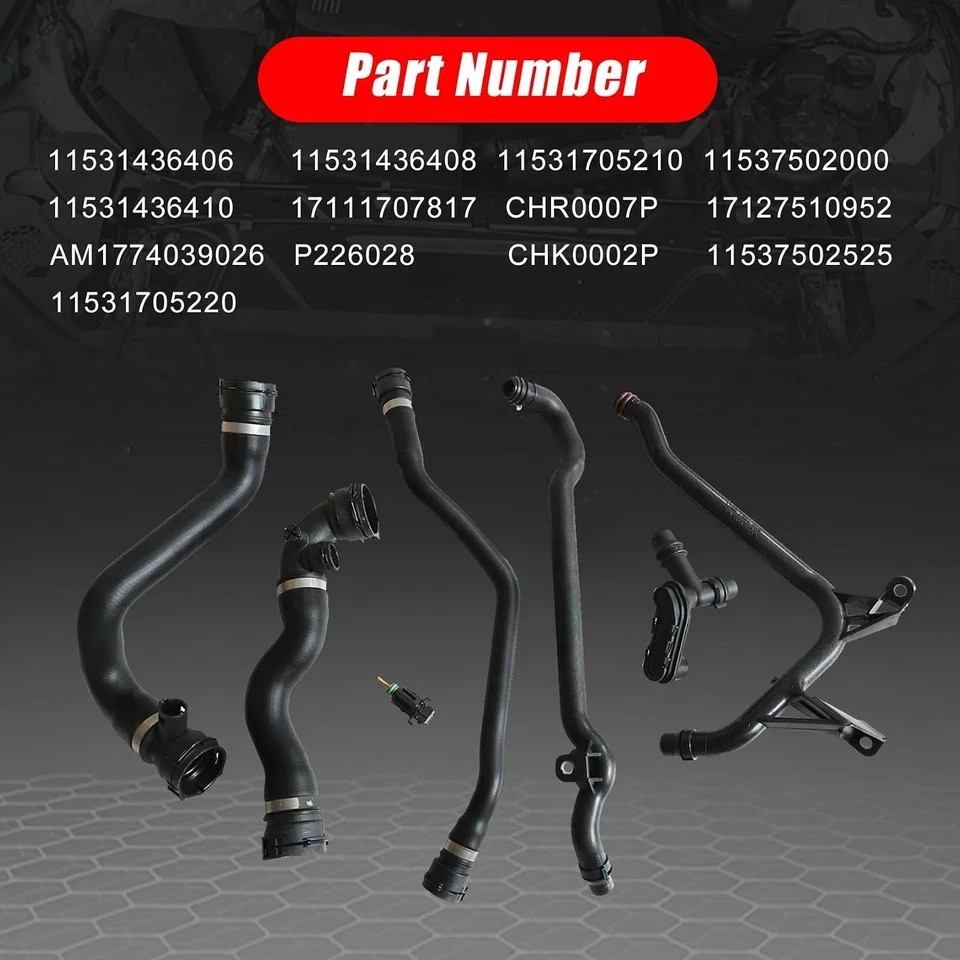 FZJDSD 7Pcs Set Expansion Tank Coolant Radiator Hose Kit Compatible with BMW