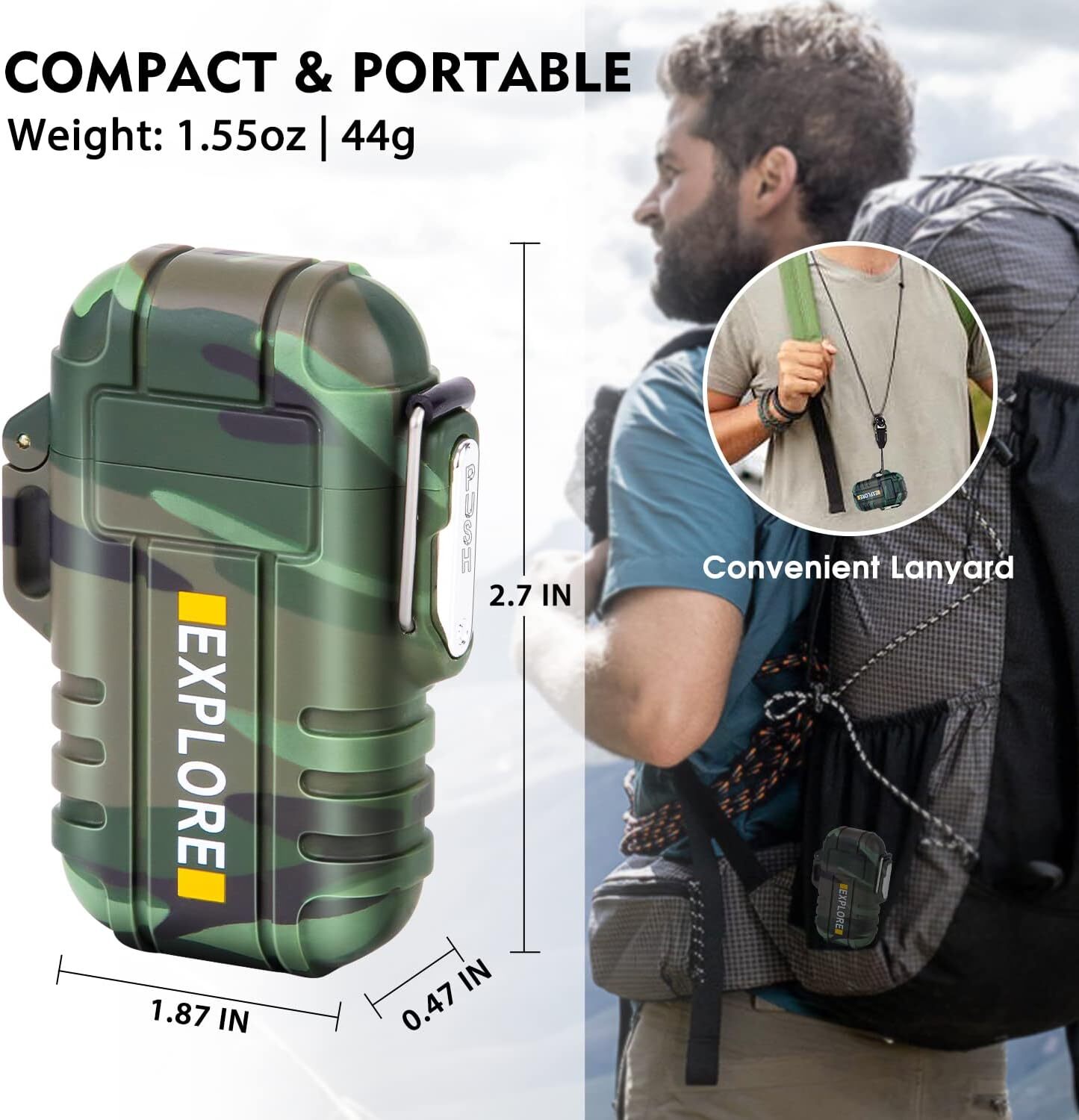 LcFun Waterproof Electric Dual Arc Lighter USB Rechargeable Outdoor Windproof