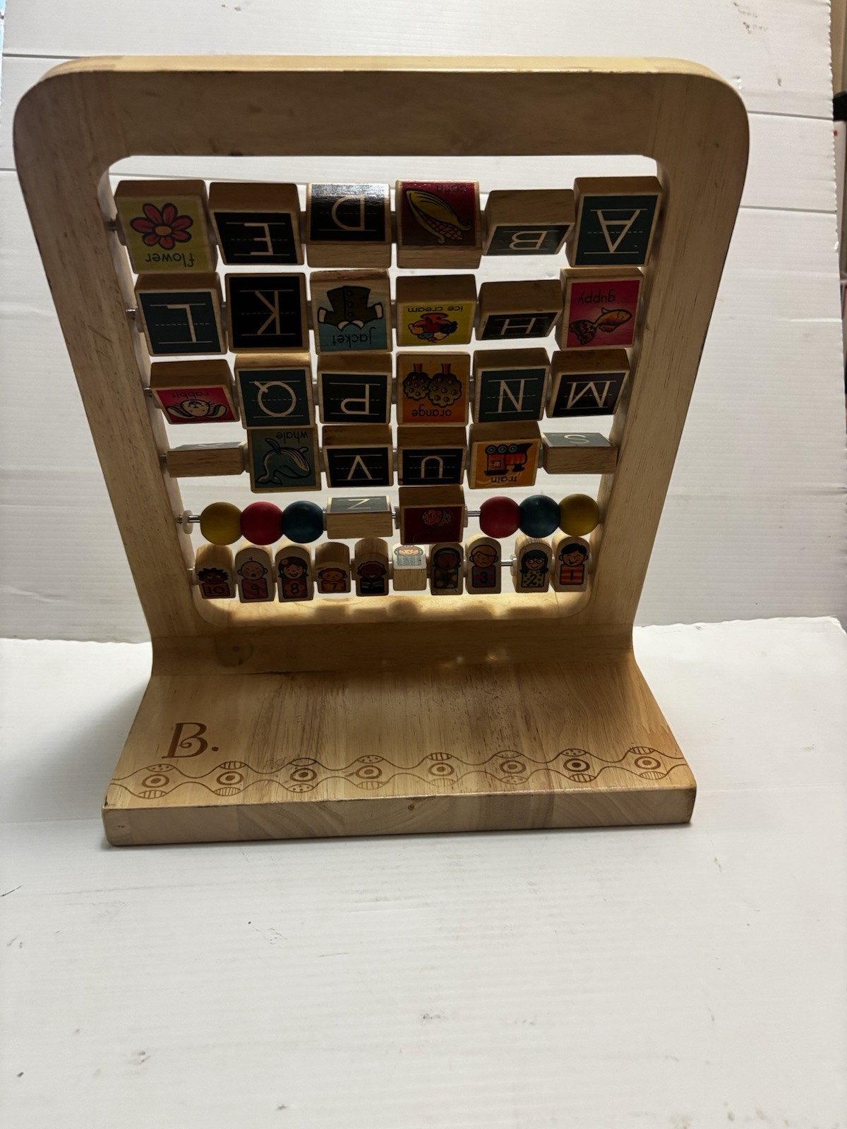 Wooden Alphabet Abacus ABCs Numbers Learning Activity Center Educational Toy New
