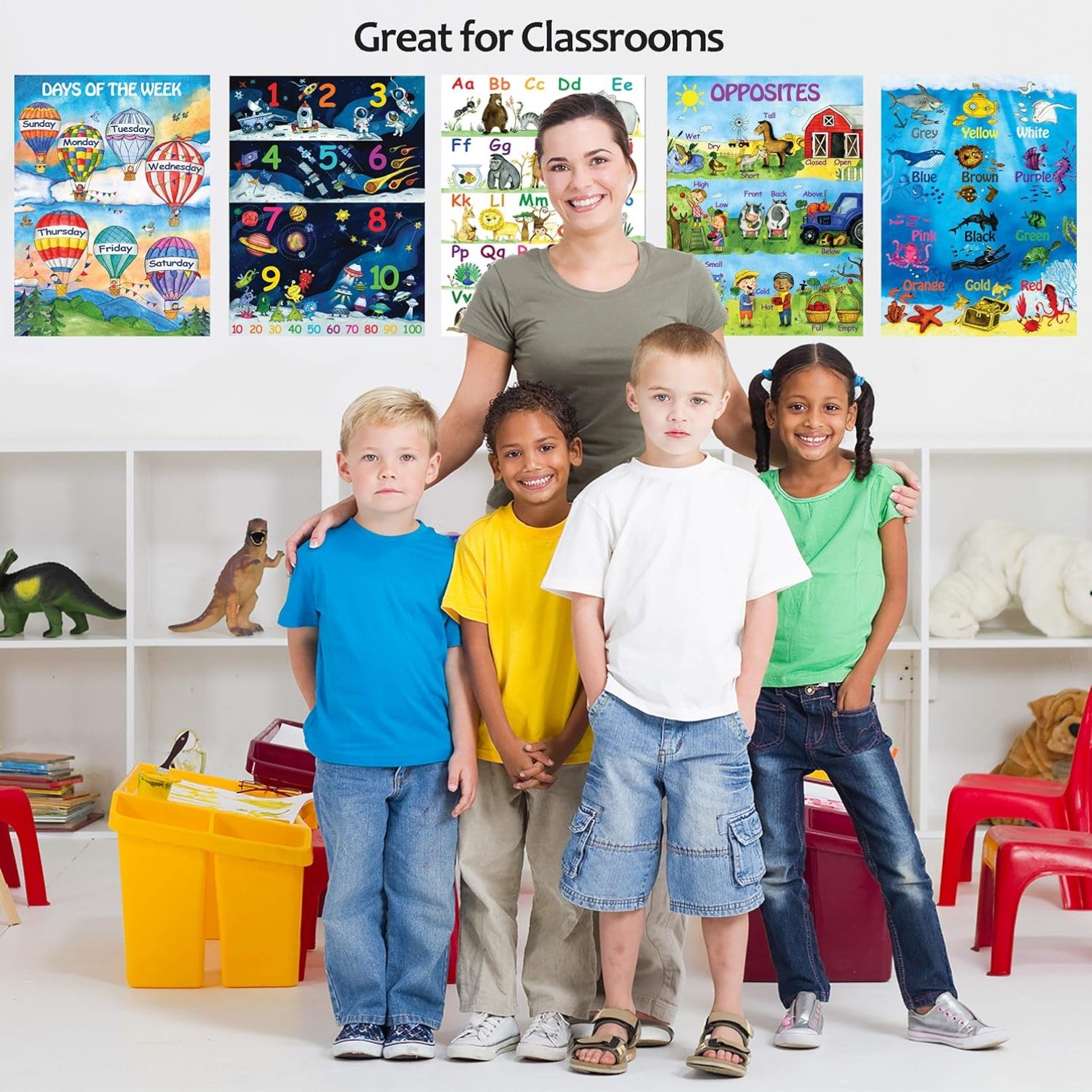 12 Kids Educational Posters 13×18 for Preschoolers & Toddlers for Homeschool