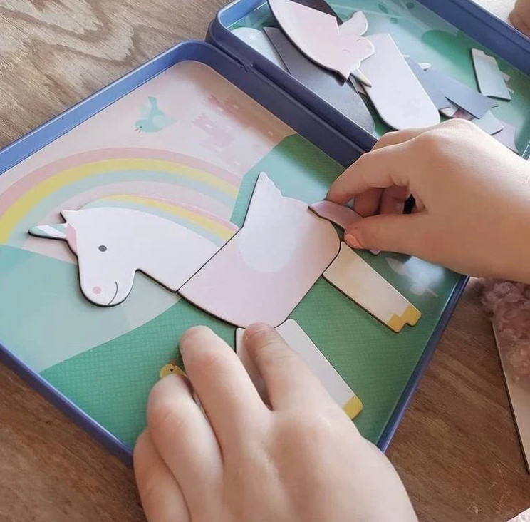 Petit Collage Unicorns Magnetic Play Set On the Go Mix Match ECO FRIENDLY