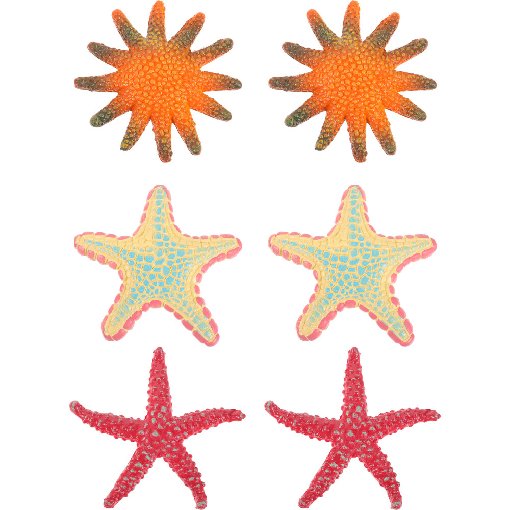 6PCS Sea Star Figurine Sea Animal Sculpture Simulation Sea Star Statue Models