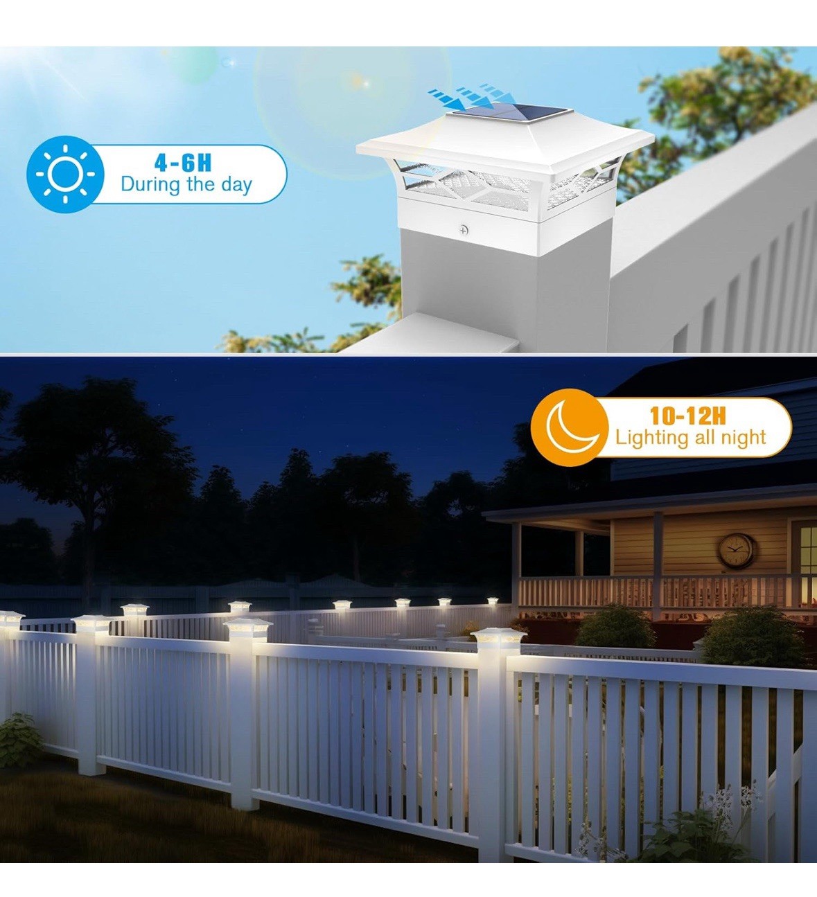 16 4×4 Solar Fence Post Cap Lights Vinyl Fence, Outdoor Deck Lights – Warm/Cool