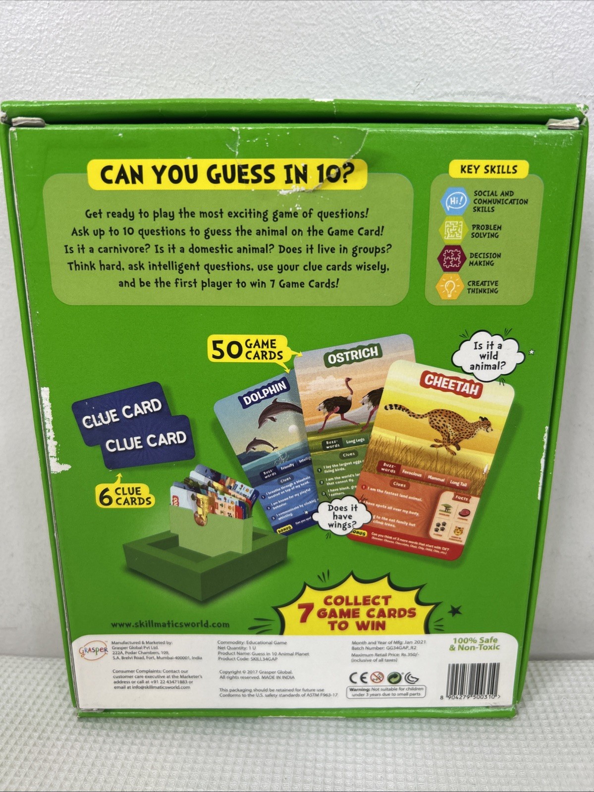 Guess In 10 Animal Plant Skillmatics Card Game Educational 8+ EUC