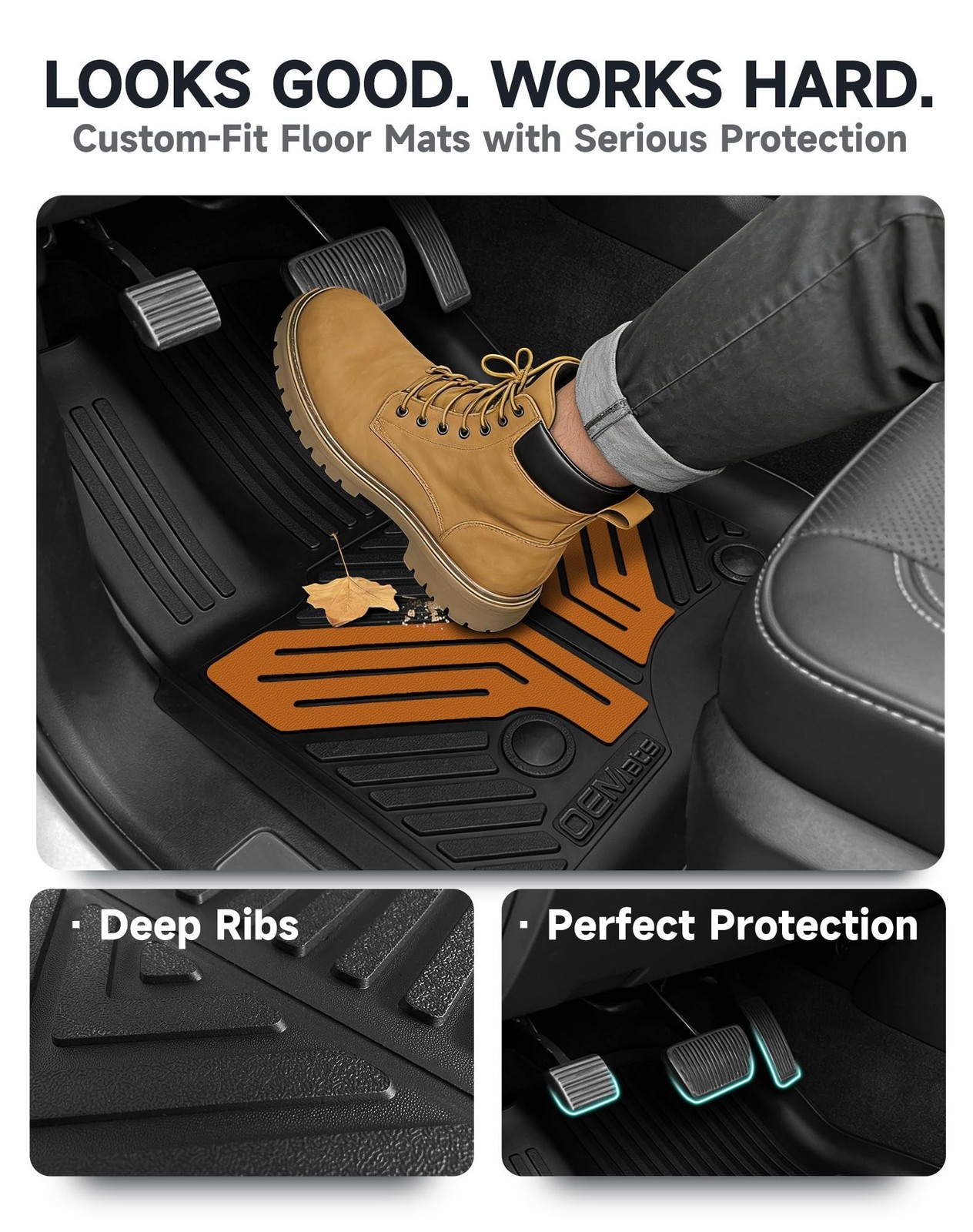 Color TPE Floor Mats 2019–2026 for Chevrolet Silverado/GMC Sierra 1500 & 2