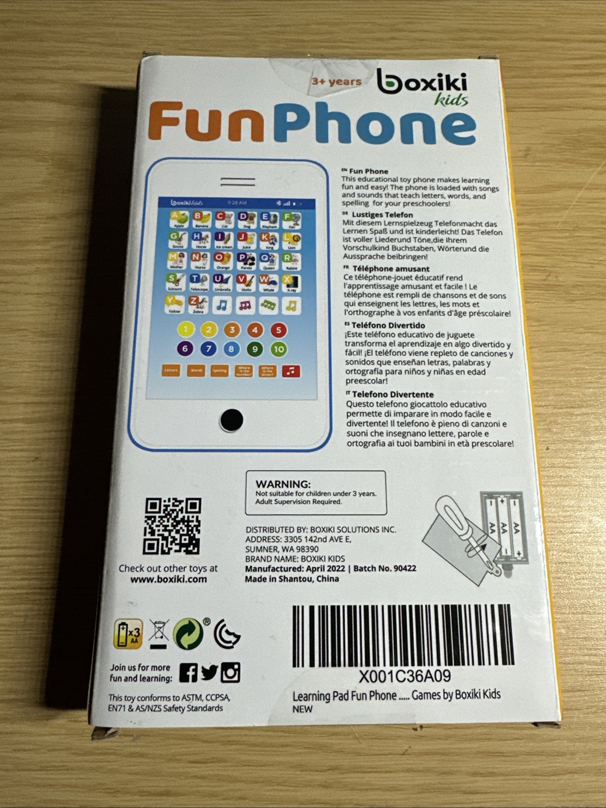 Boxiki Kids 3+ Fun Educational Phone Blue New In Package