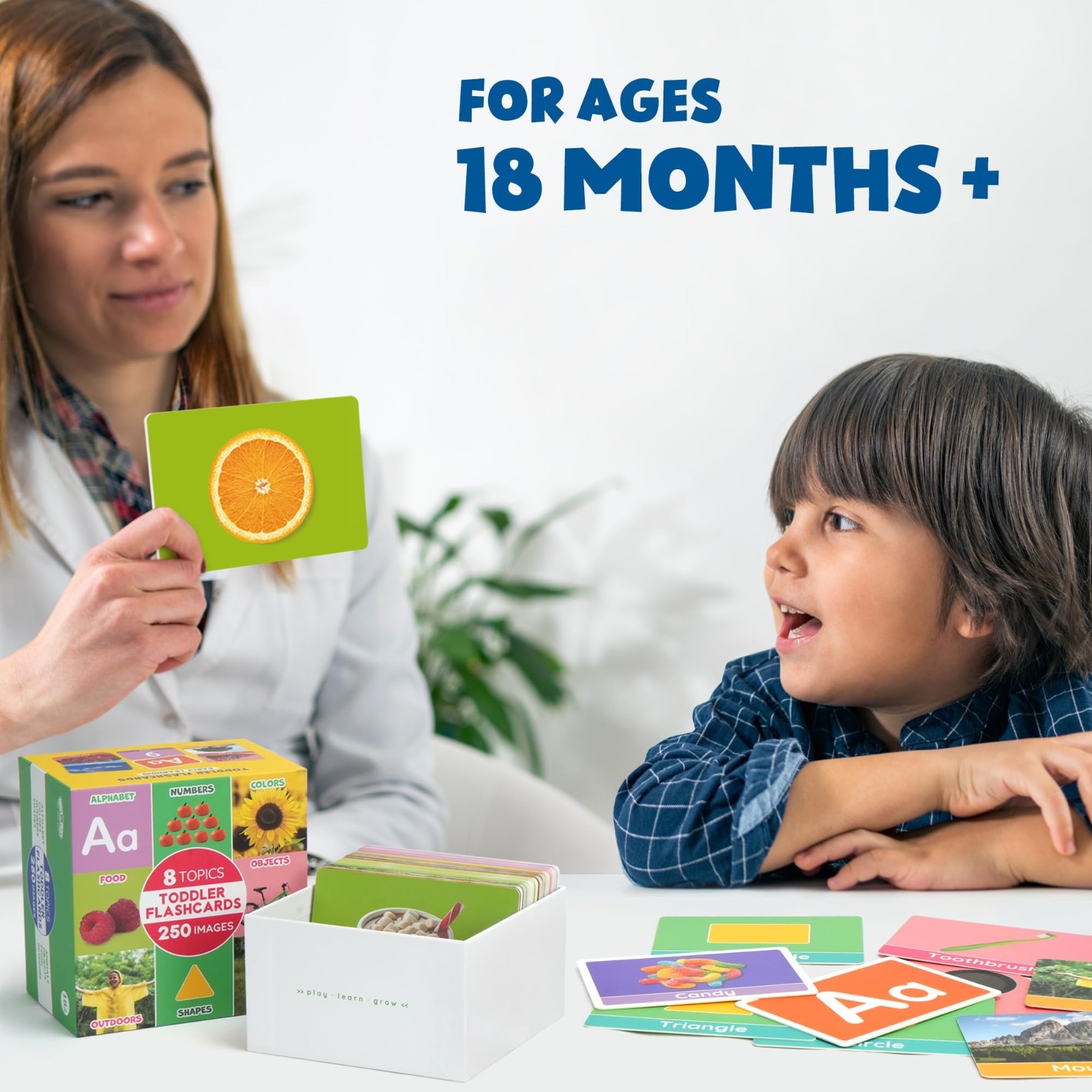Extra Thick Educational Flash Cards for Toddlers – 250 Double-Sided Images, Alph