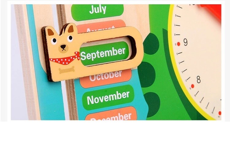 7in1 Wooden Calendar Clock Board Kids Preschool Days Months Season Time Wood Toy