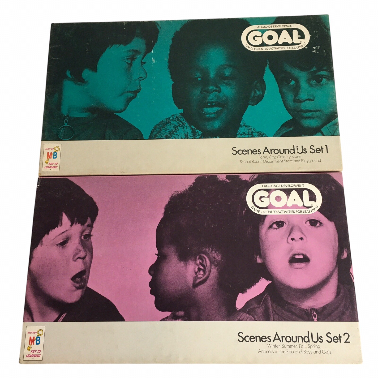 Vintage Board Game Milton Bradley GOAL Set 1 & 2 Learning Movie Prop 70s