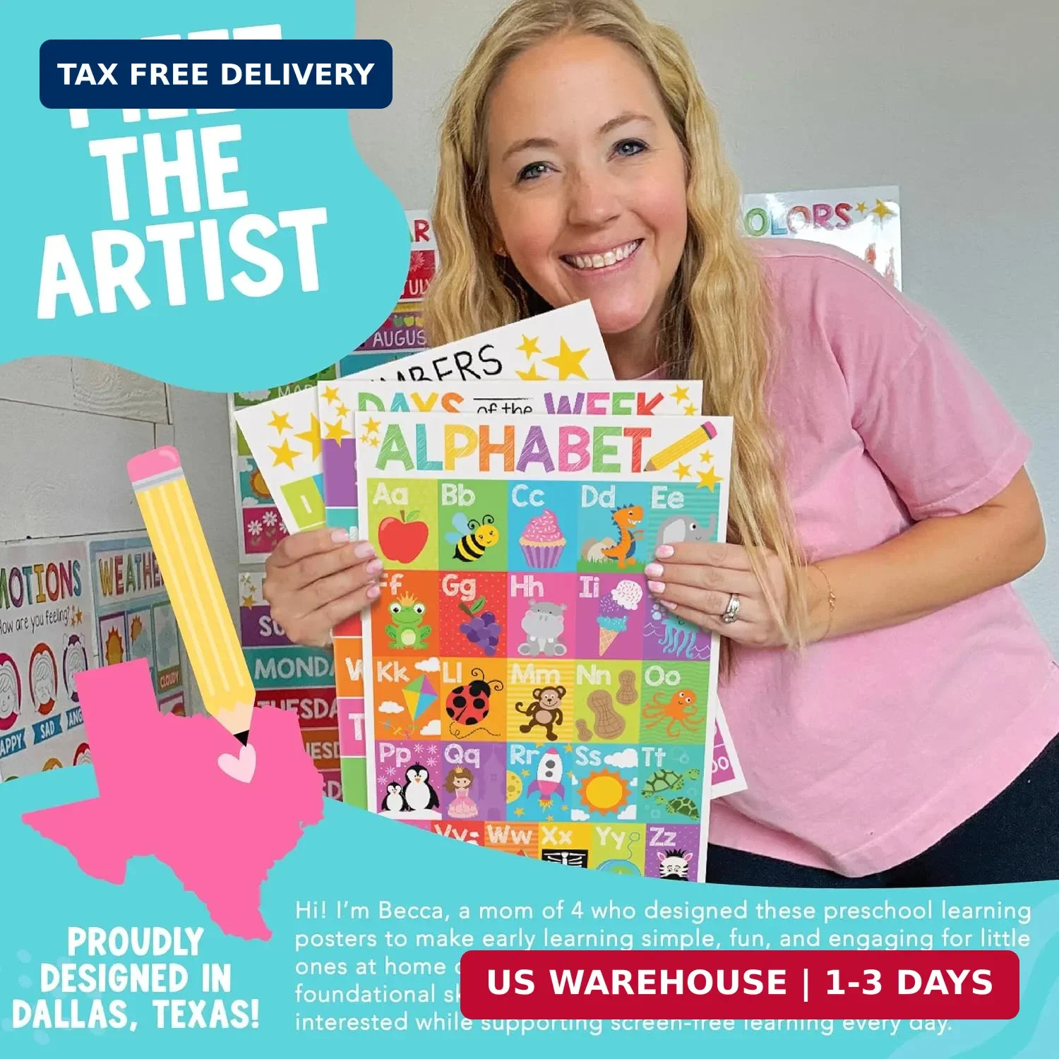 Hadley Designs 16 Educational Posters for Classroom Must Haves – Laminated Pre-K