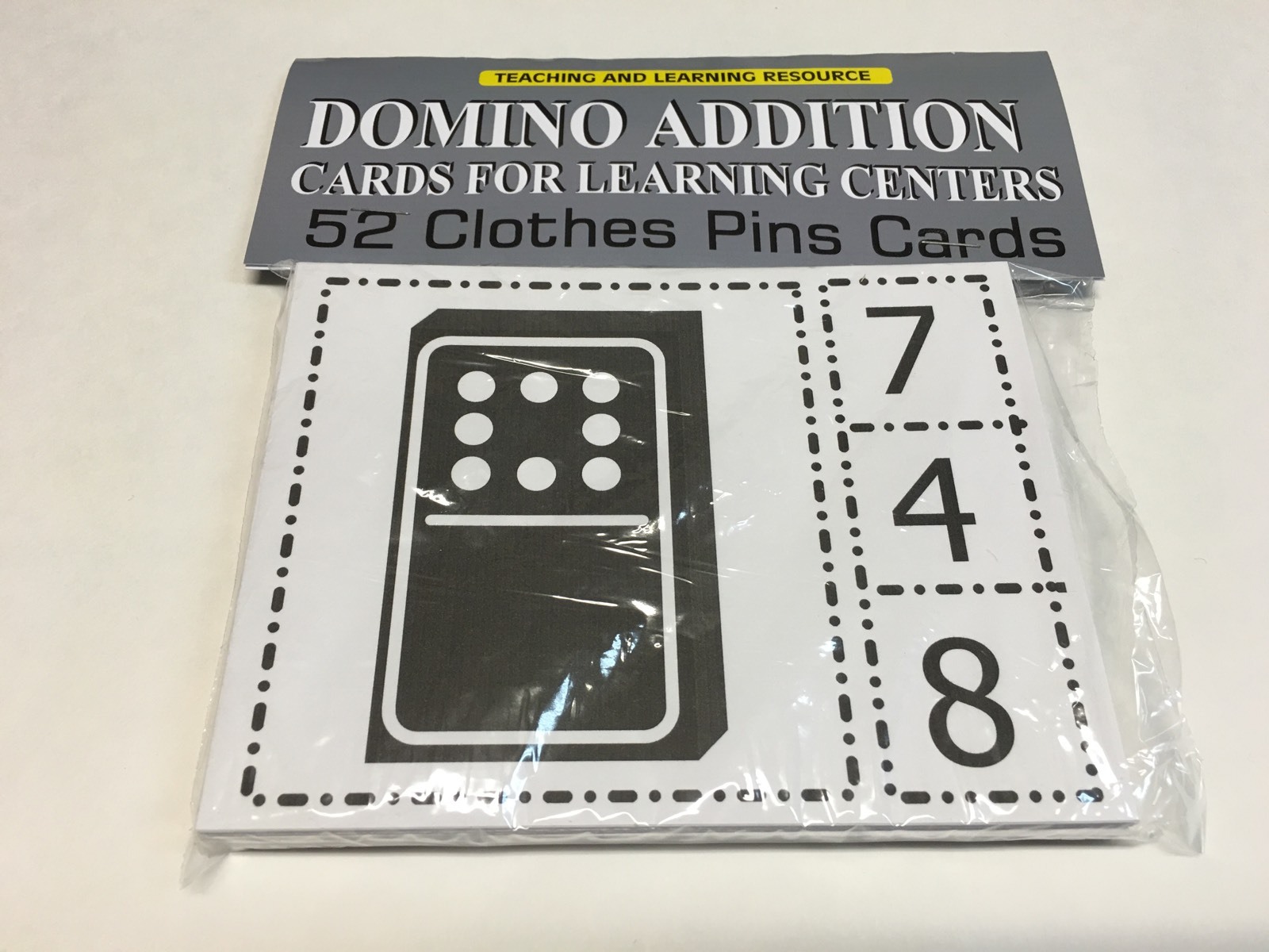 DOMINO ADDITION – Cards for Learning Center 52 Clothes Pin Cards Set Teaching