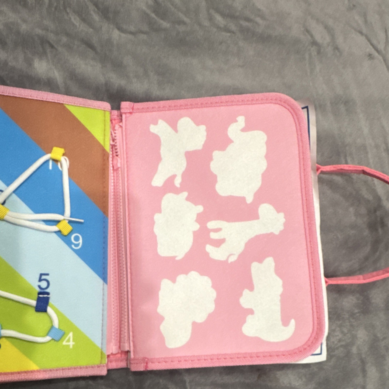 ESJAY Unicorn Busy Board Pink Toy for Kids Ages 3-7 Alphabet Numbers Shapes