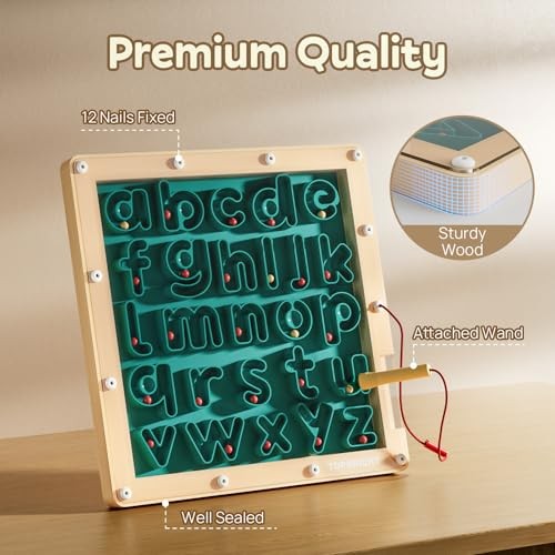 TOP BRIGHT Magnetic Letter Board – Alphabet Learning Montessori Toys, ABC
