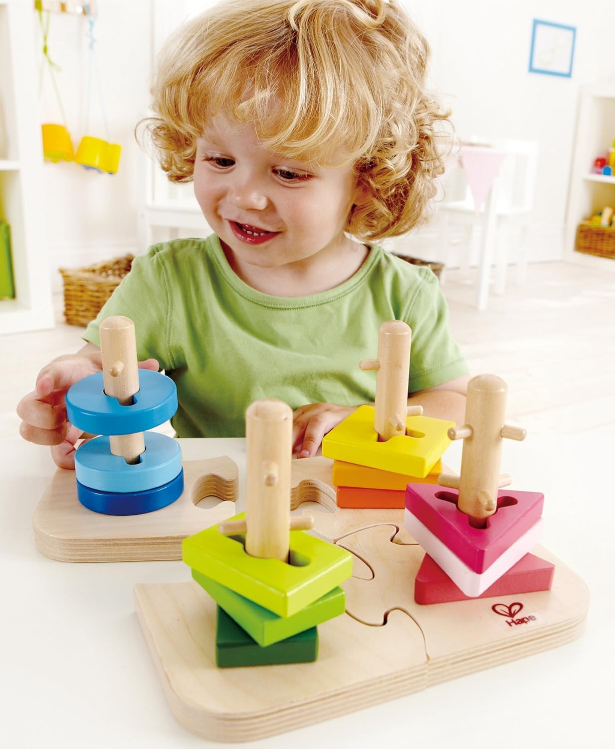 Creative Peg Puzzle by Hape Wooden Stacker Peg Problem-Solving Puzzle for Todd