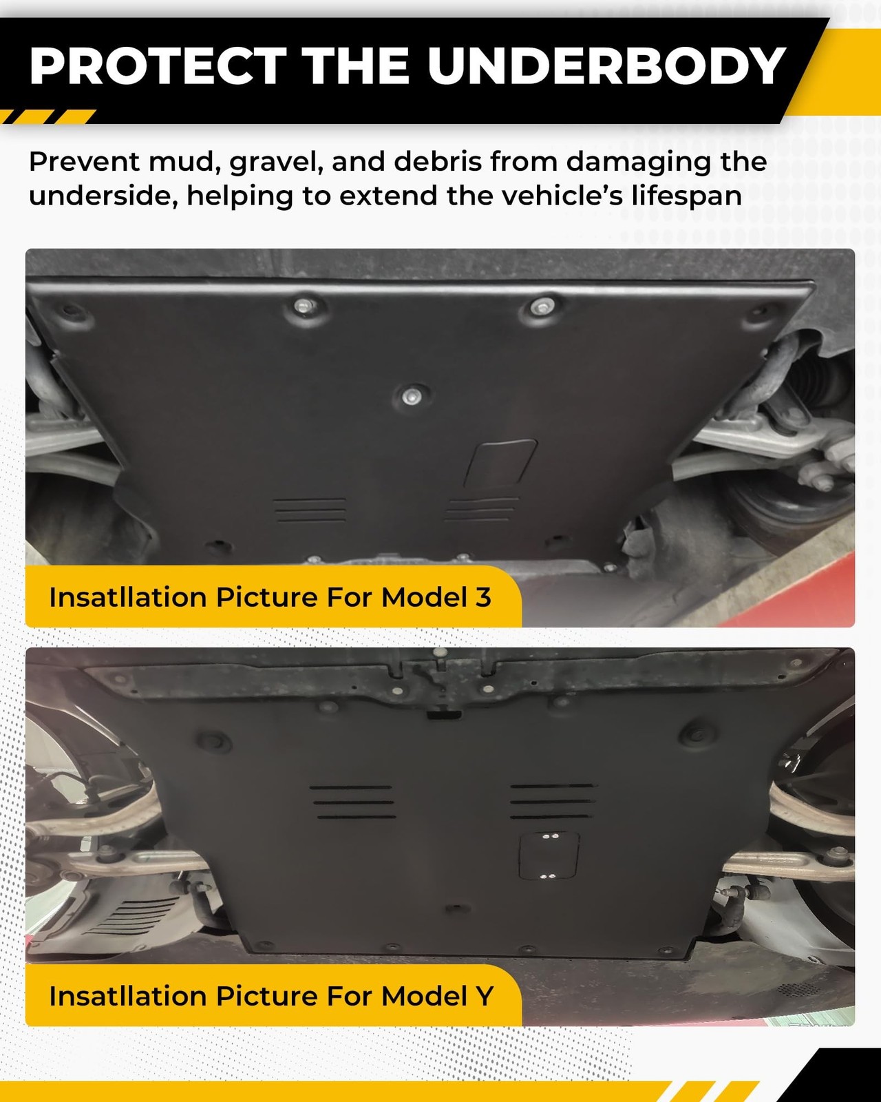 Aluminum Front Skid Plate Fits for Tesla Model 3 2017-2026 & Tesla Model Y 20…