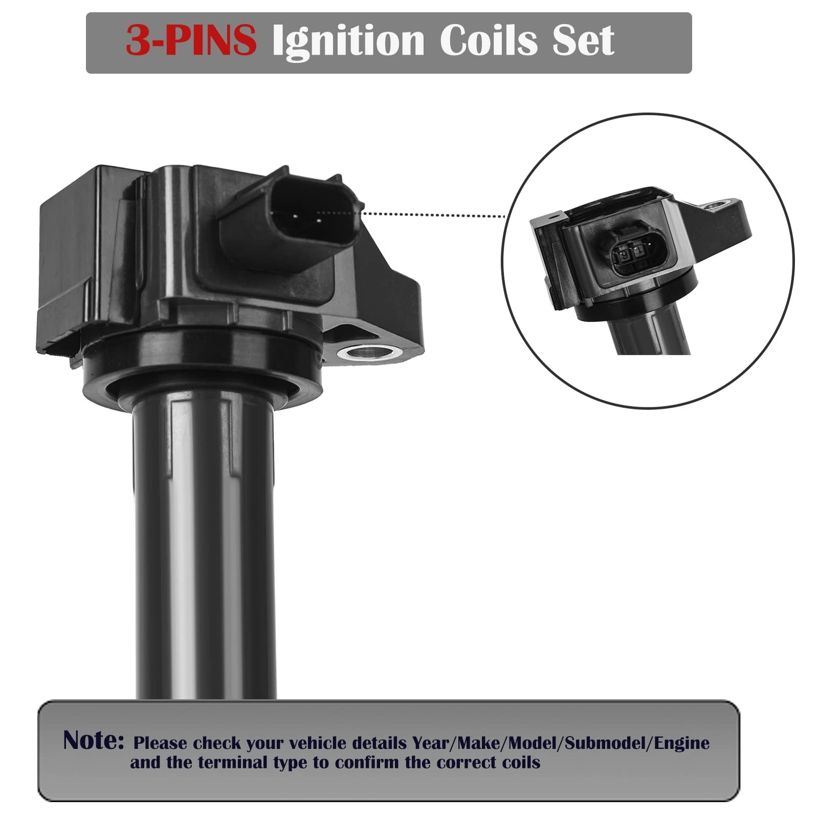 Set of 4 Ignition Coil Pack Fits for 2.4 L4 2013 2014 2015 2016 2017 Honda Ac…