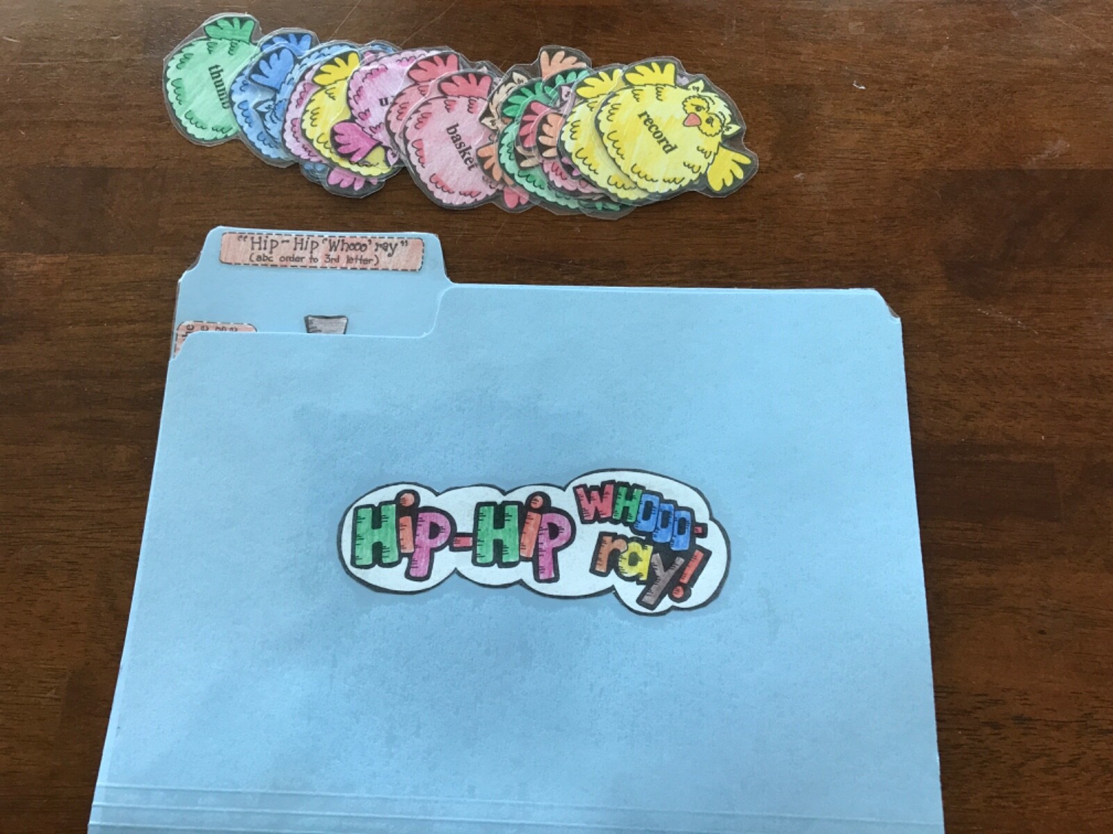 Hip Hip Whooo Ray, ABC order 3 rd let 1-4 grades language arts file folder game