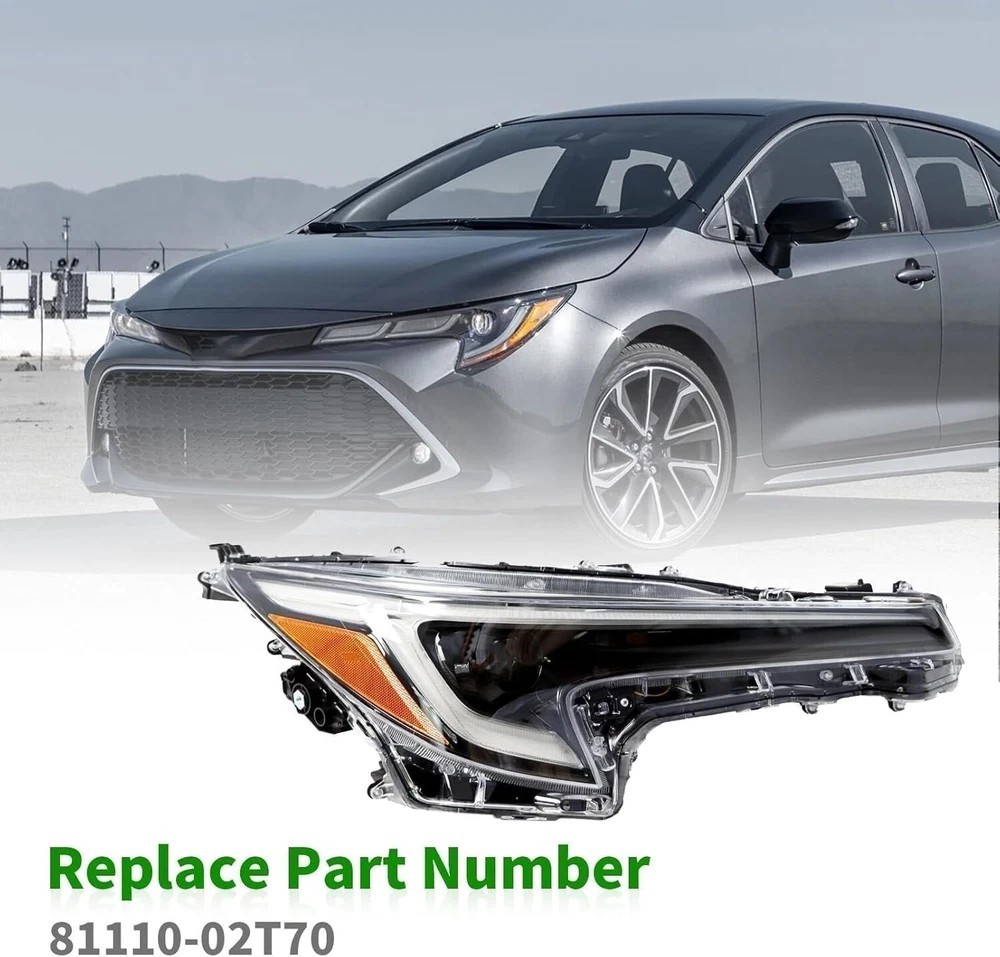 Right Passenger Side Headlight Assembly Compatible with 2023-2024 Corolla right
