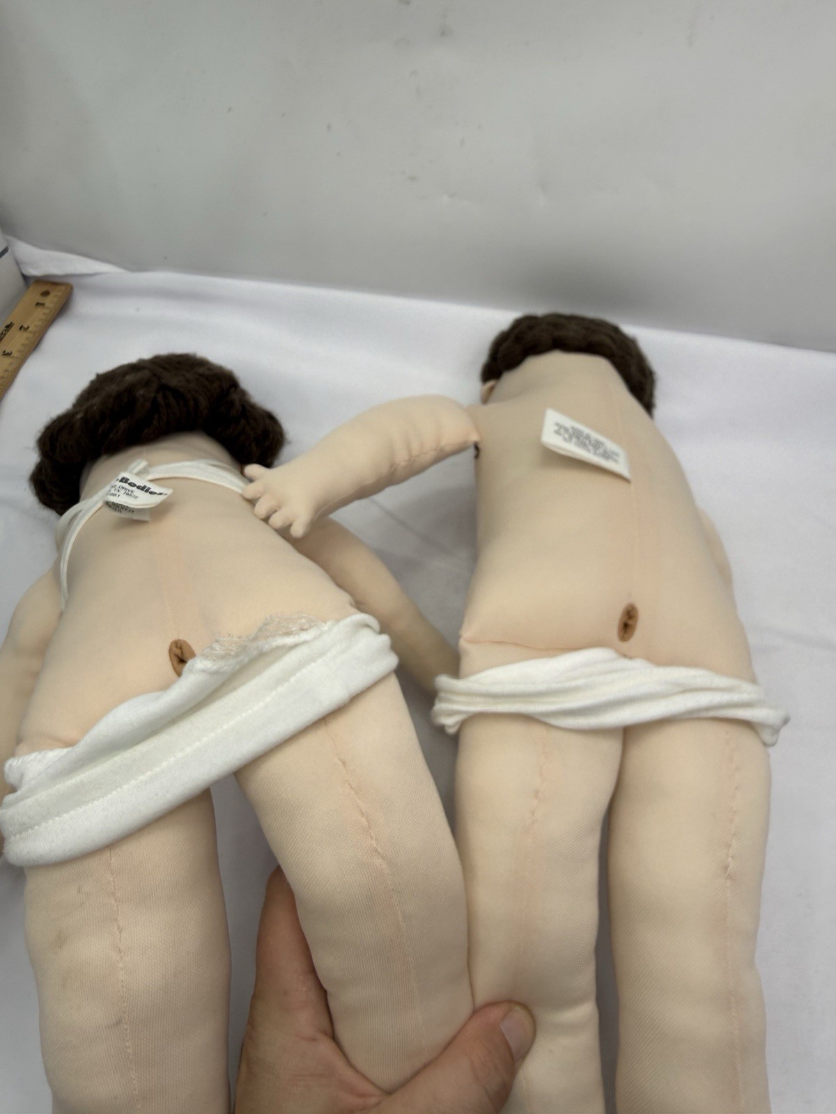 Vintage Teach A Bodies Man And Woman Anatomically Correct Plush Dolls W/clothes