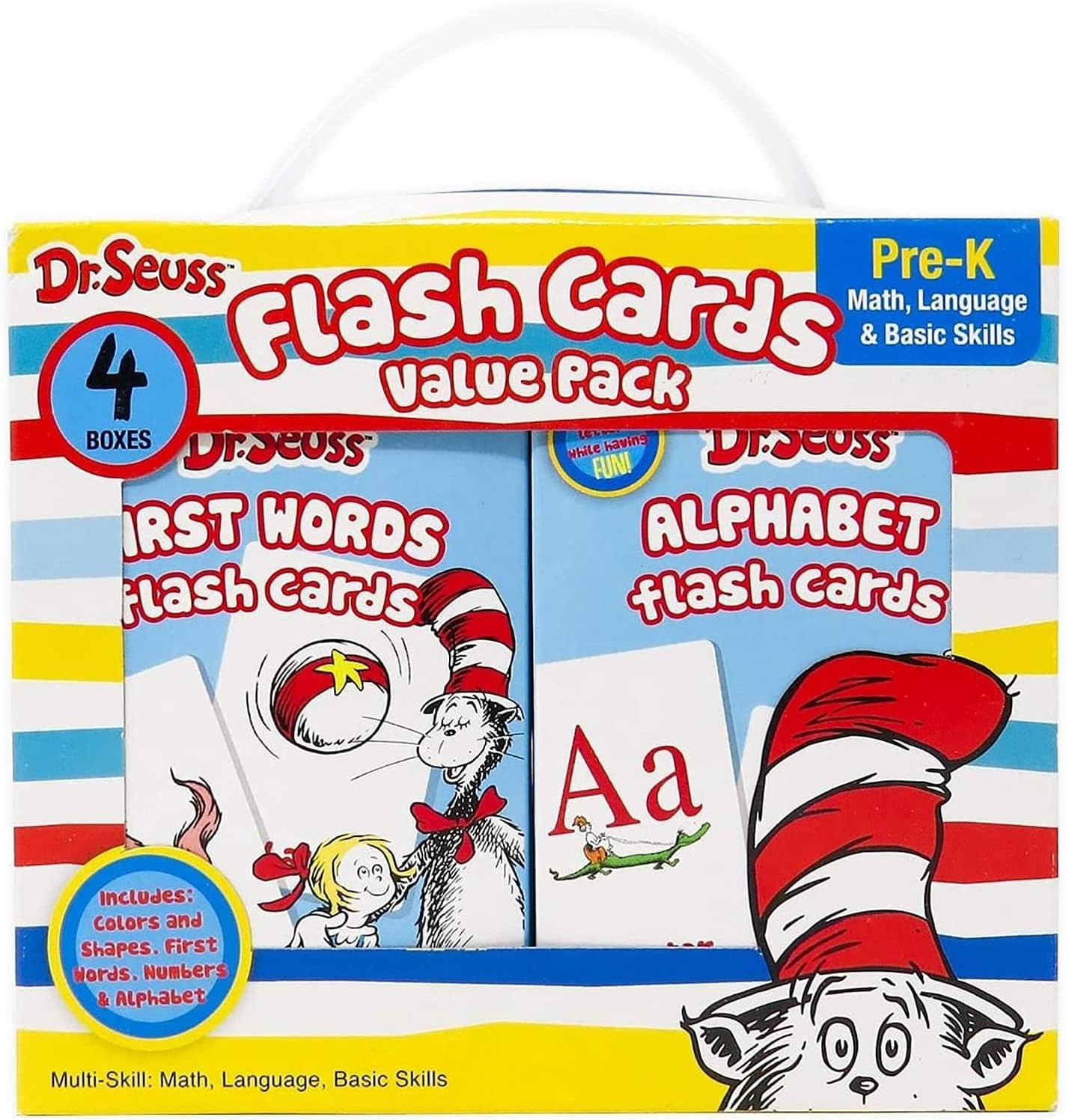 Bright Illustrated 4-in-1 Flash Cards by Dr. Seuss: Perfect for PreK Learning