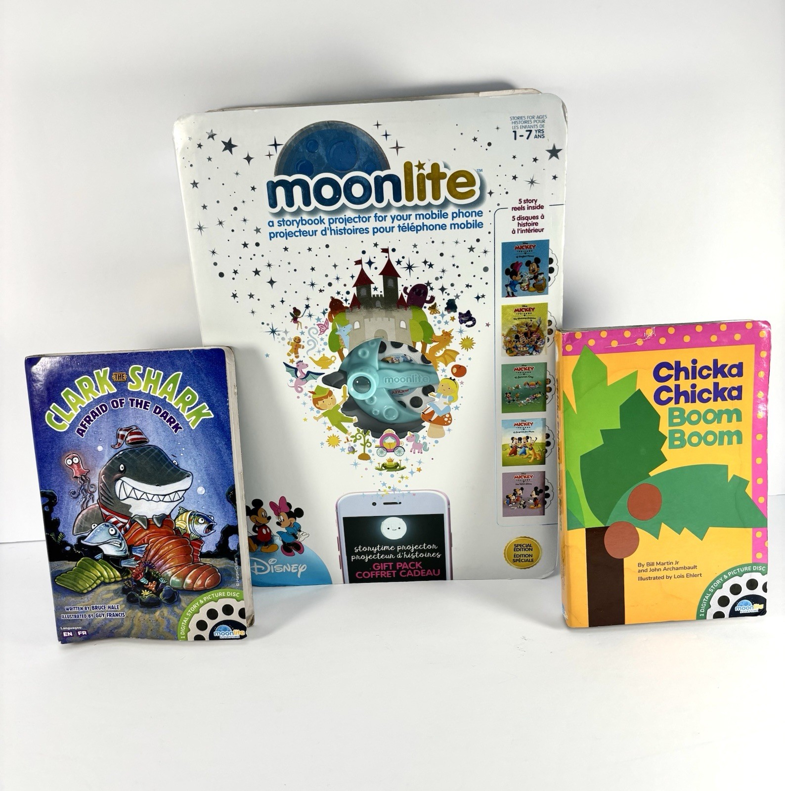Moonlite Story Reel Storytime Projector w/ 7 Reels Mickey & Friends Chicka Boom+