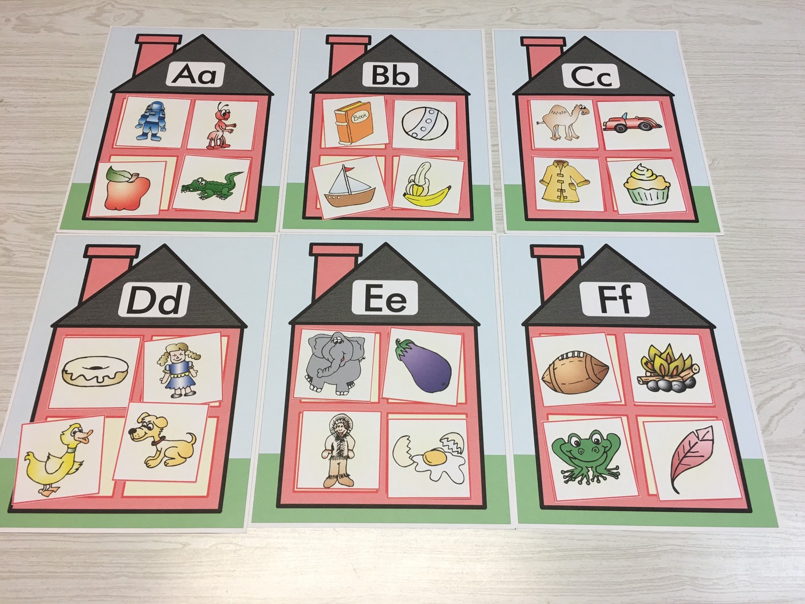 Alphabet House Game – Beginning Sounds – Learning Center A, B, C, D, E & F