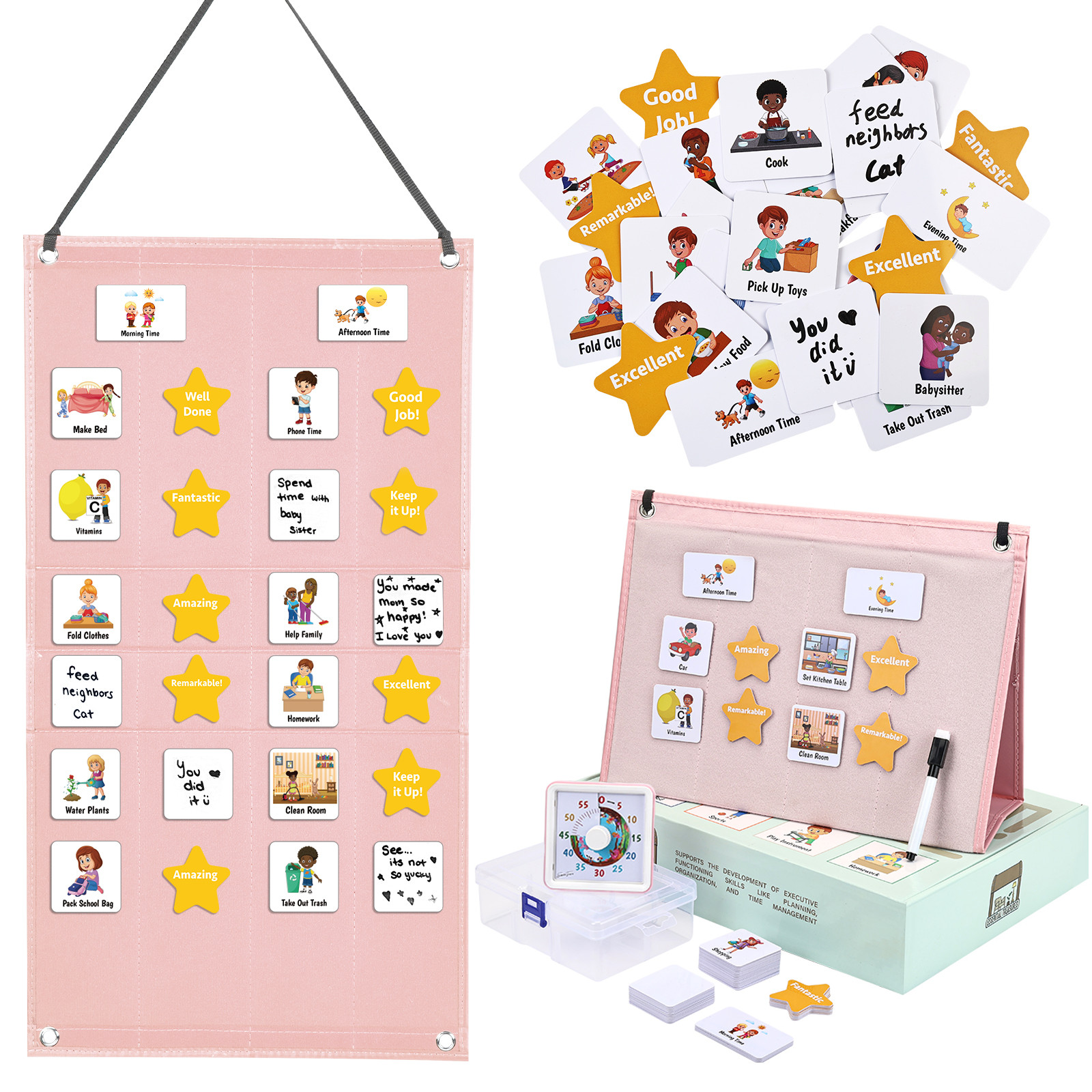 Visual Schedule for Kids & Visual Timer Reward Chart for Kids Autism Sensory Toy
