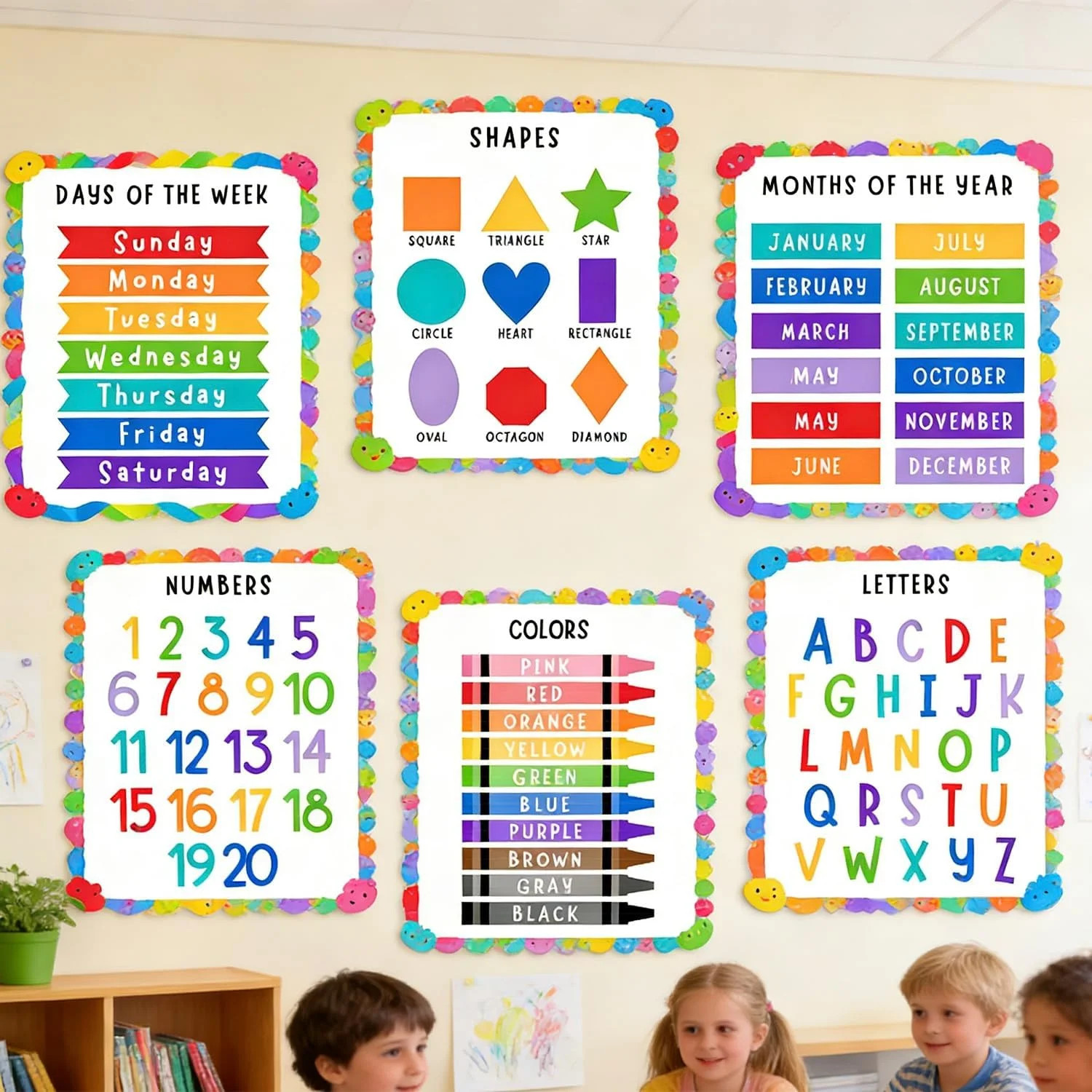 Educational Preschool Learning Posters,Alphabet ABC Posters for Toddlers Classro