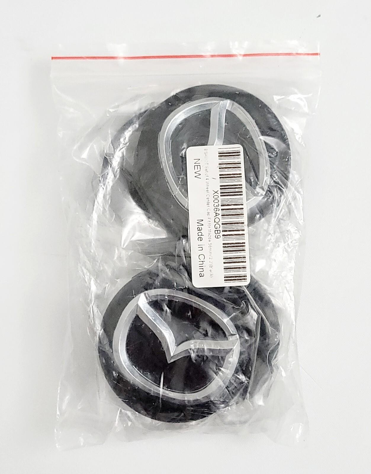 4PC 56mm Wheel Replacement Center Hub Caps For Mazda Cover Badge Emblem Black