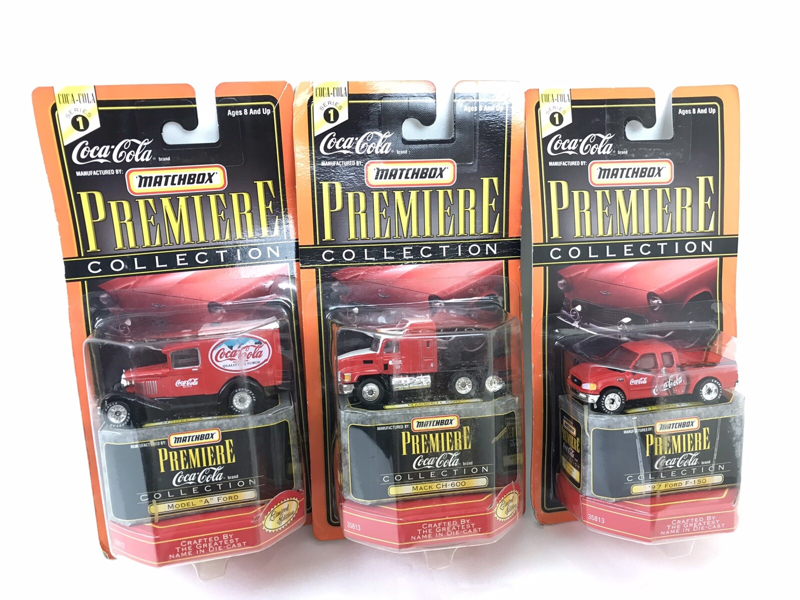 Matchbox Premiere Coca-Cola Collection Die-Cast Cars Mack CH-600, Ford Lot 3 New
