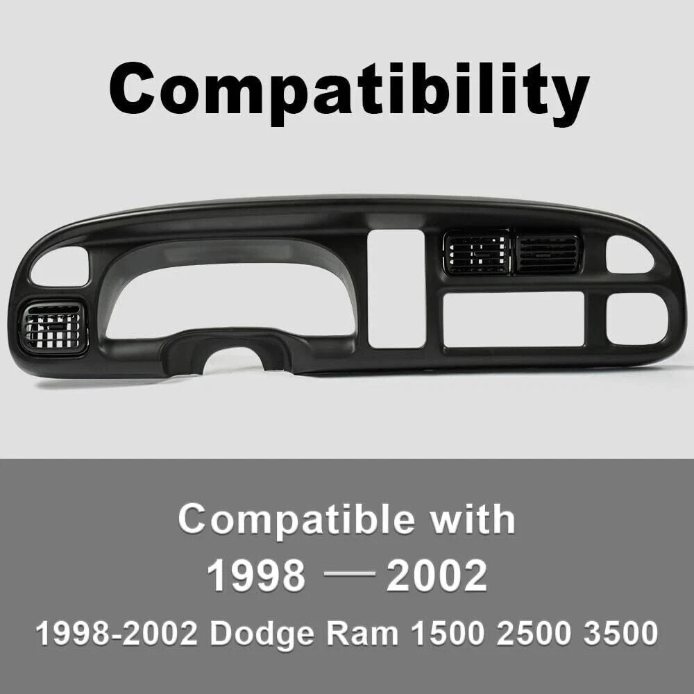 PIT66 Dash Board Bezel Cover Compatible with 1998 1999 2000 2001 2002 Dodge Ram