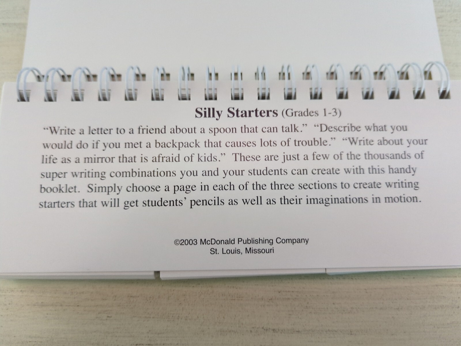 Silly Starters Write-Abouts Grades 1-3 2003 McDonald Publishing Co.